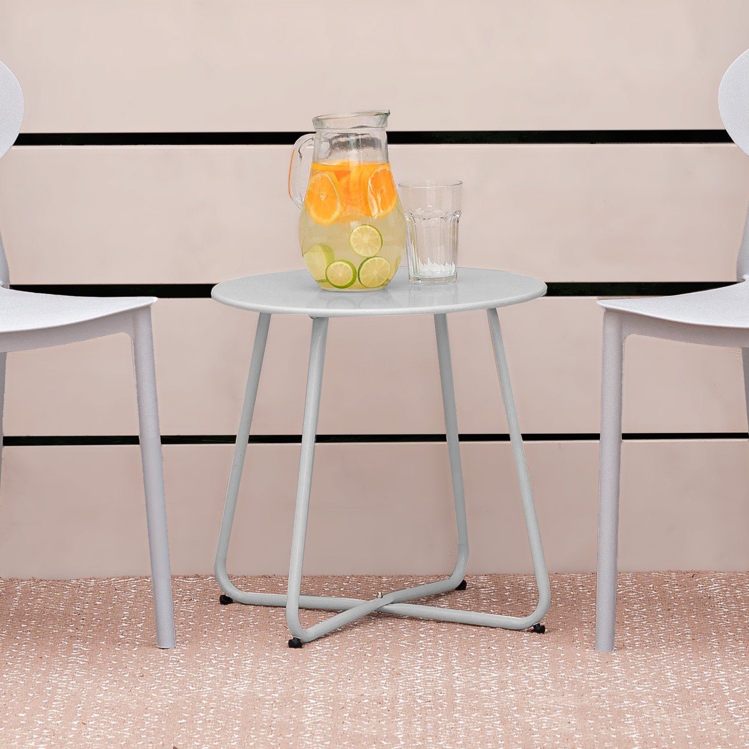 Homestyle4u Beistelltisch Gartentisch Rund Metall Balkontisch günstig online kaufen