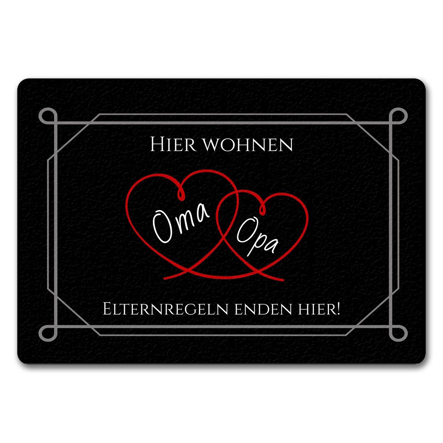 Fußmatte Hier wohnen Opa und Oma Fußmatte in 35x50 cm ohne Rand Elternregeln