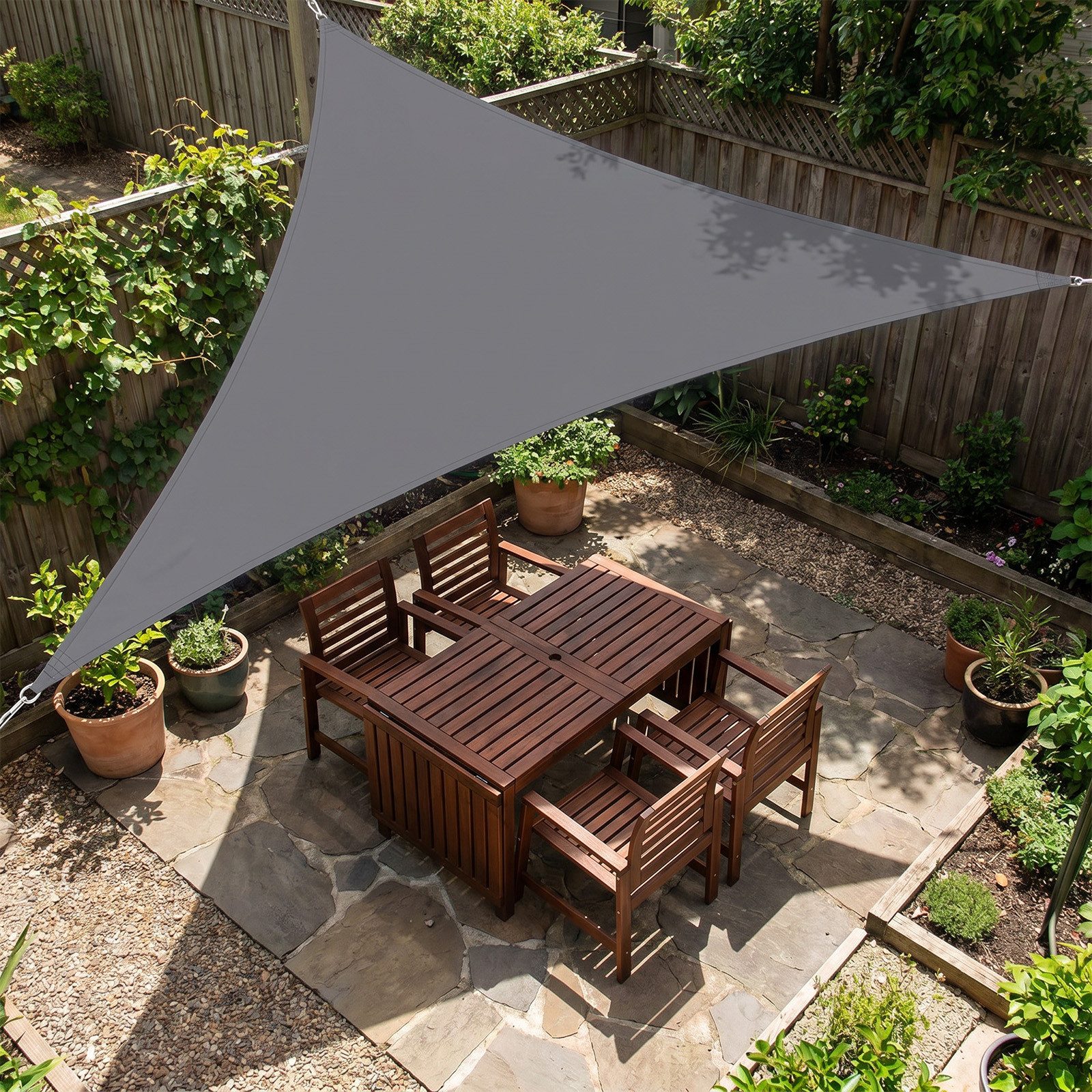 SUNULA Sonnensegel Balkon 160g/m² Polyester UV Schutz Sonnenschutz Terrasse Garten, Dreieckig, Anthrazit 3 x 3 x 3 m