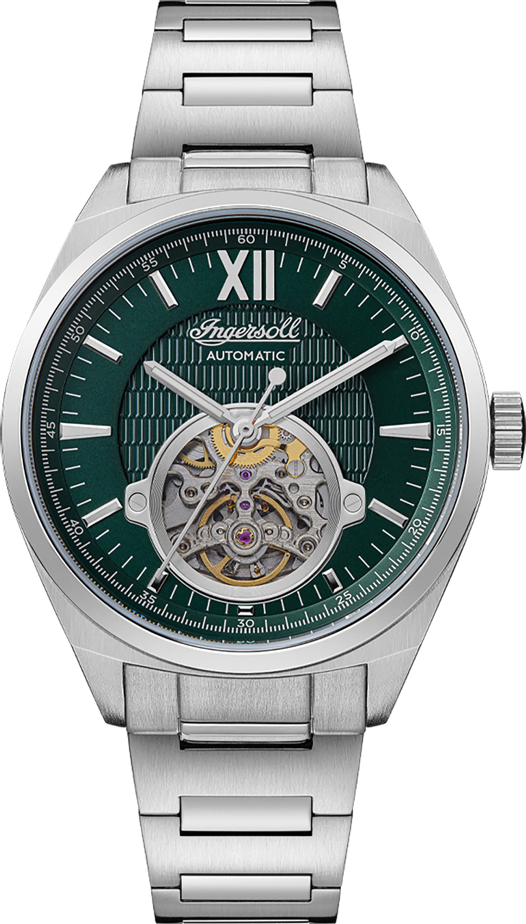 Ingersoll Automatikuhr The Shelby 44mm Automatikuhr Edelstahl 44 The Shelby, Offene Unruhe