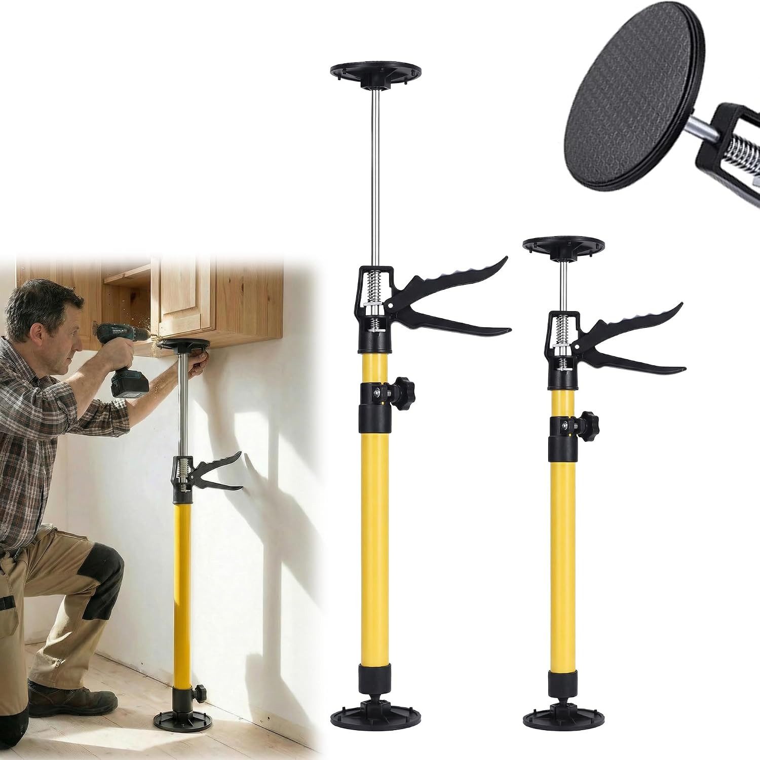 BlingBin Montageklemme 2er‑Pack Teleskop‑Deckenstützen, verstellbare Montagestützen, B: 20 cm, L: 59 cm, (2er Set, 2-tlg., 59‑115 cm), mit einhand‑Bedienung,verstellbare Länge und Neigungswinkel 59‑115 cm