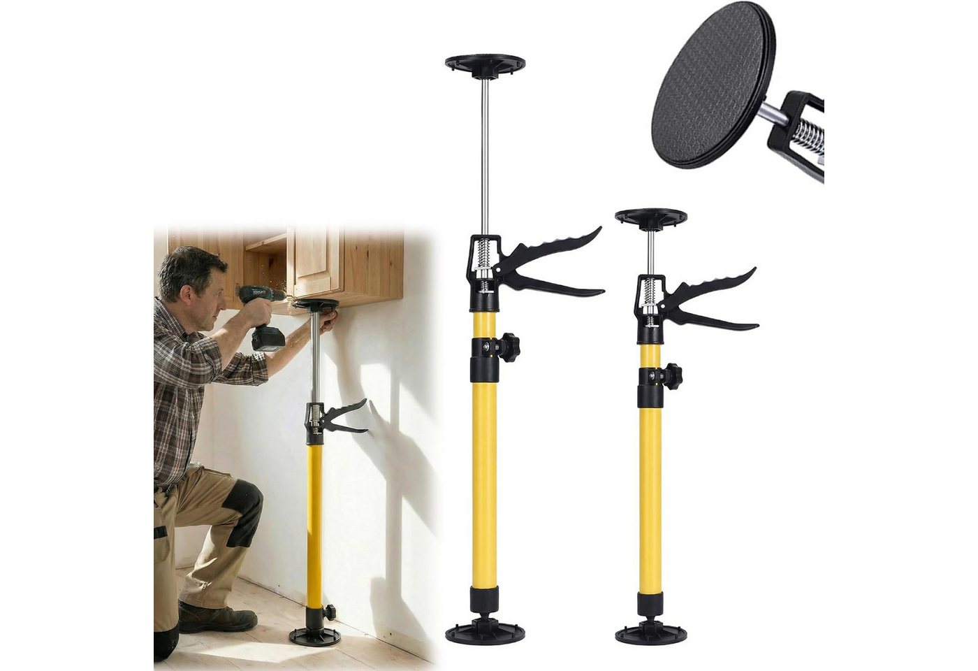 BlingBin Montageklemme 2er‑Pack Teleskop‑Deckenstützen, verstellbare Montagestützen, B: 20 cm, L: 59 cm, (2er Set, 2-tlg., 59‑115 cm), mit einhand‑Bedienung,verstellbare Länge und Neigungswinkel 59‑115 cm