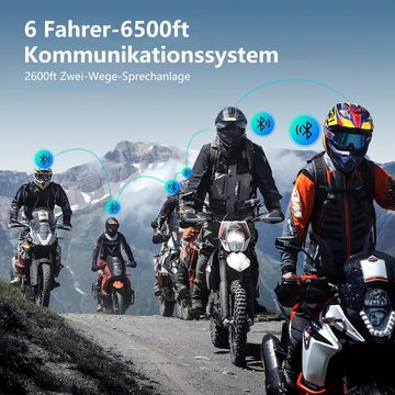 iscooter Motorradhelm Motorrad-Bluetooth-Headset, HiFi-Stereo-Sound, RGB-Lichter, 80 km/h klare Anrufe, 2000 m, 6 Fahrer, 7 RGB-Beleuchtungsmodi