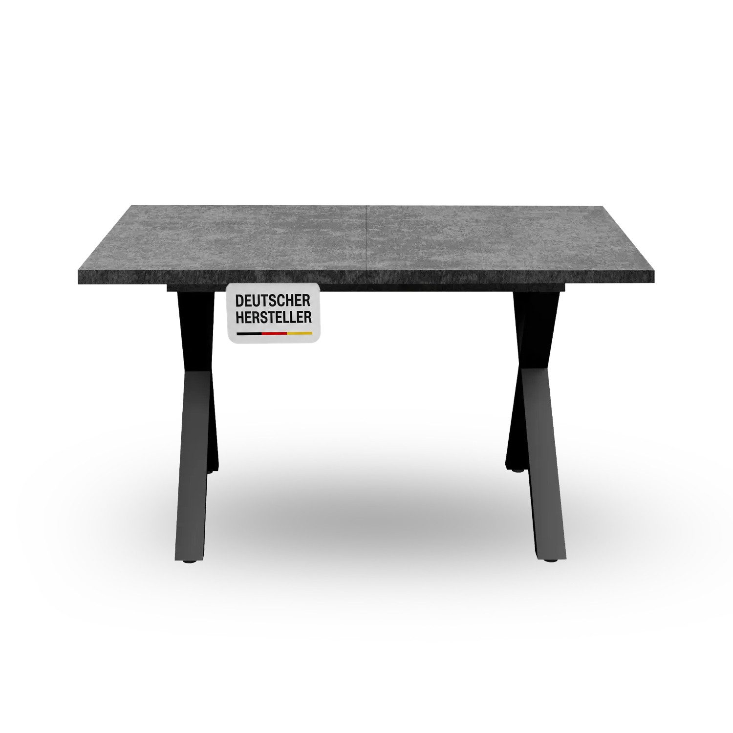 Storado Esstisch Big System Metall X 140–210×90cm, Esszimmertisch, Ausziehbar von 140 auf 190cm mit Synchronauszug und X-Gestell