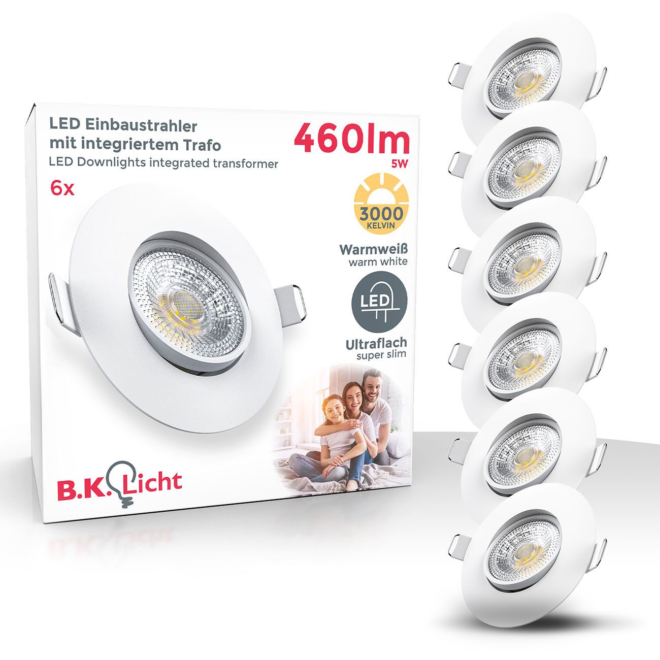B.K.Licht LED Einbaustrahler 6er SET Einbauspots Ultra-flach 30mm schwenkba günstig online kaufen
