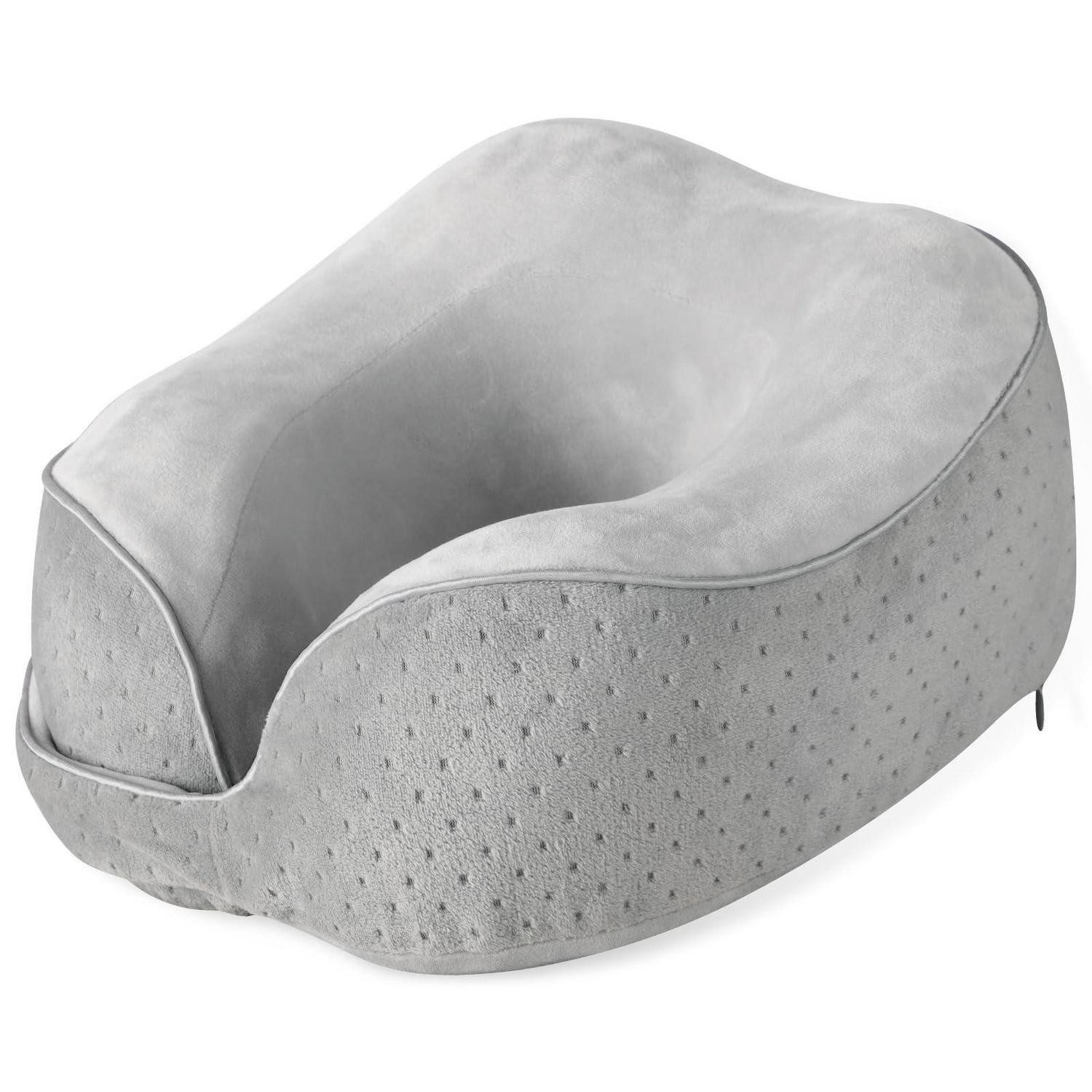 LuxusKollektion Reisekissen Reisekissen Memory Foam Nackenkissen Flugzeug Auto Samt Grau