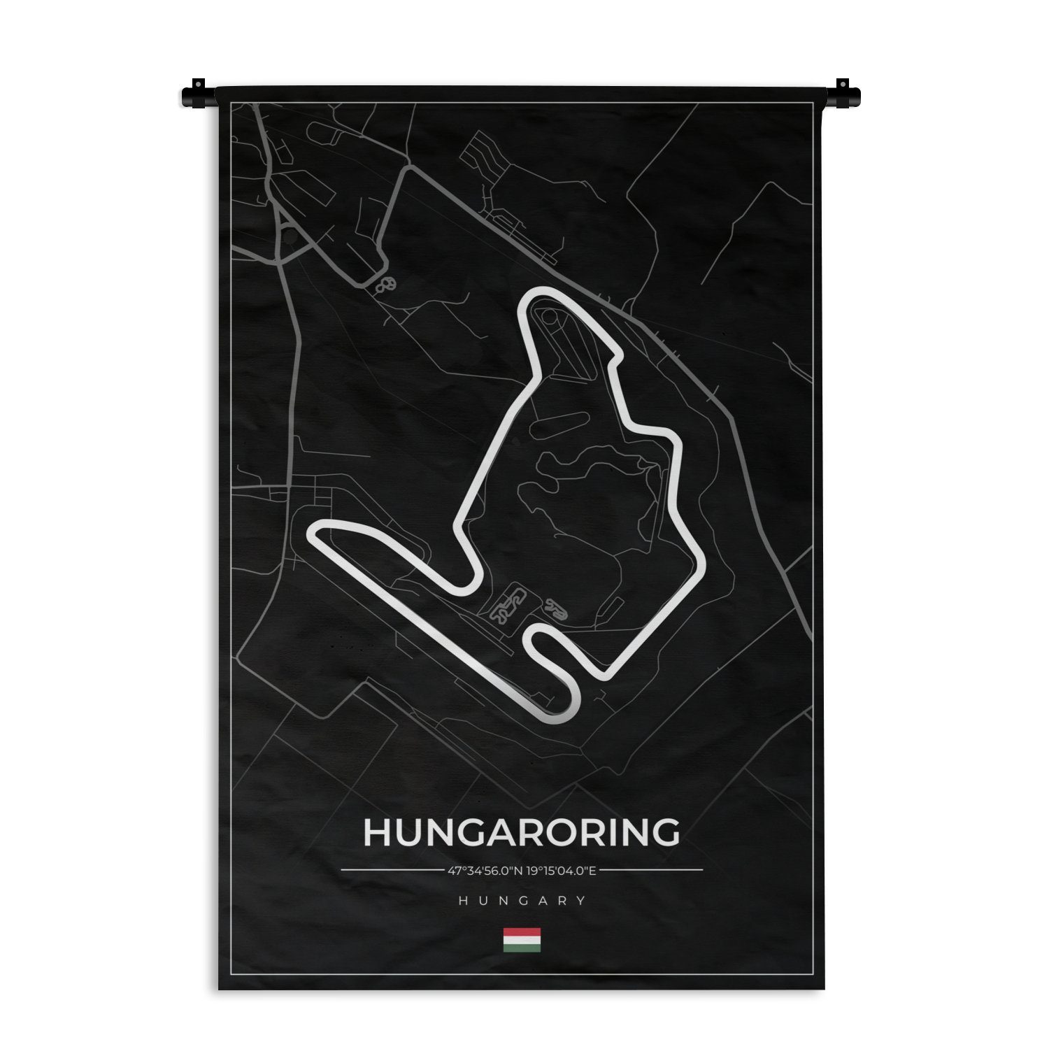 MuchoWow Wanddekoobjekt F1 - Ungarn - Auto - Rennstrecke - Hungaroring - Schwarz, Wanddeko für Wohnzimmer, Schlafzimmer, Kleid, Wandbehang, Kinderzimmer