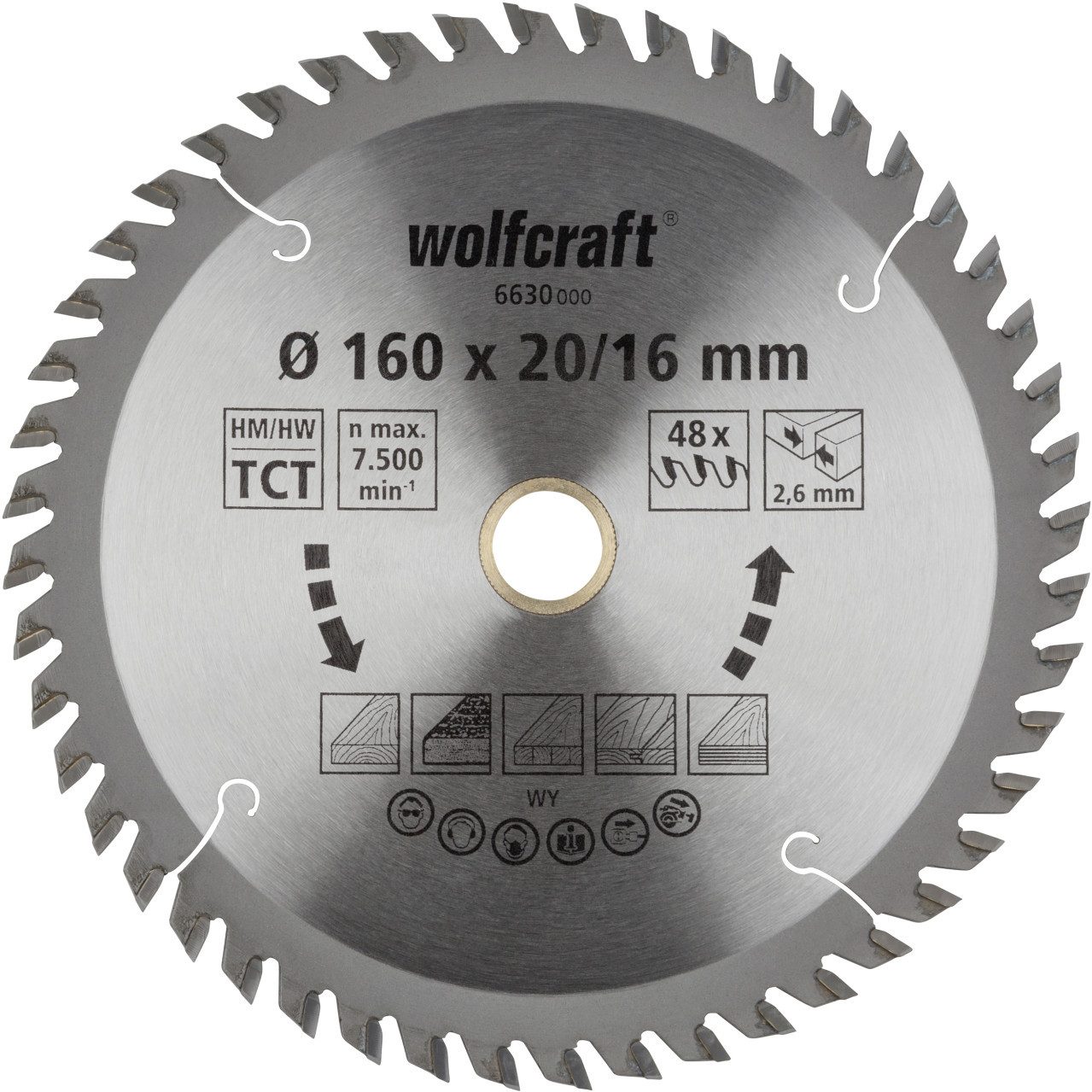 Wolfcraft Kreissägeblatt Wolfcraft Kreissägeblatt 160 x 20/16 mm 48 Zähne