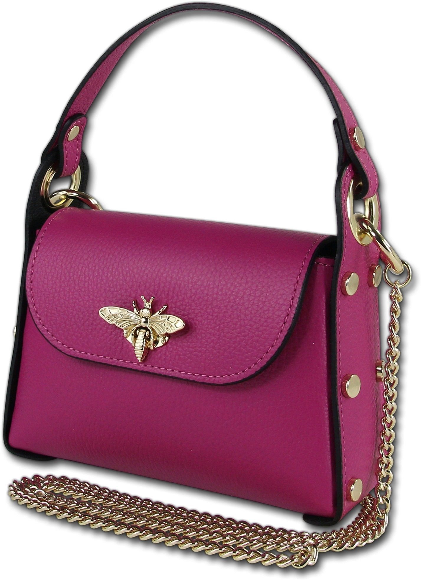 Toscanto Umhängetasche Toscanto Damen Umhängetasche Leder (Umhängetasche, Umhängetasche), Damen Tasche Echtes Leder pink, fuchsia, Made-In Italy