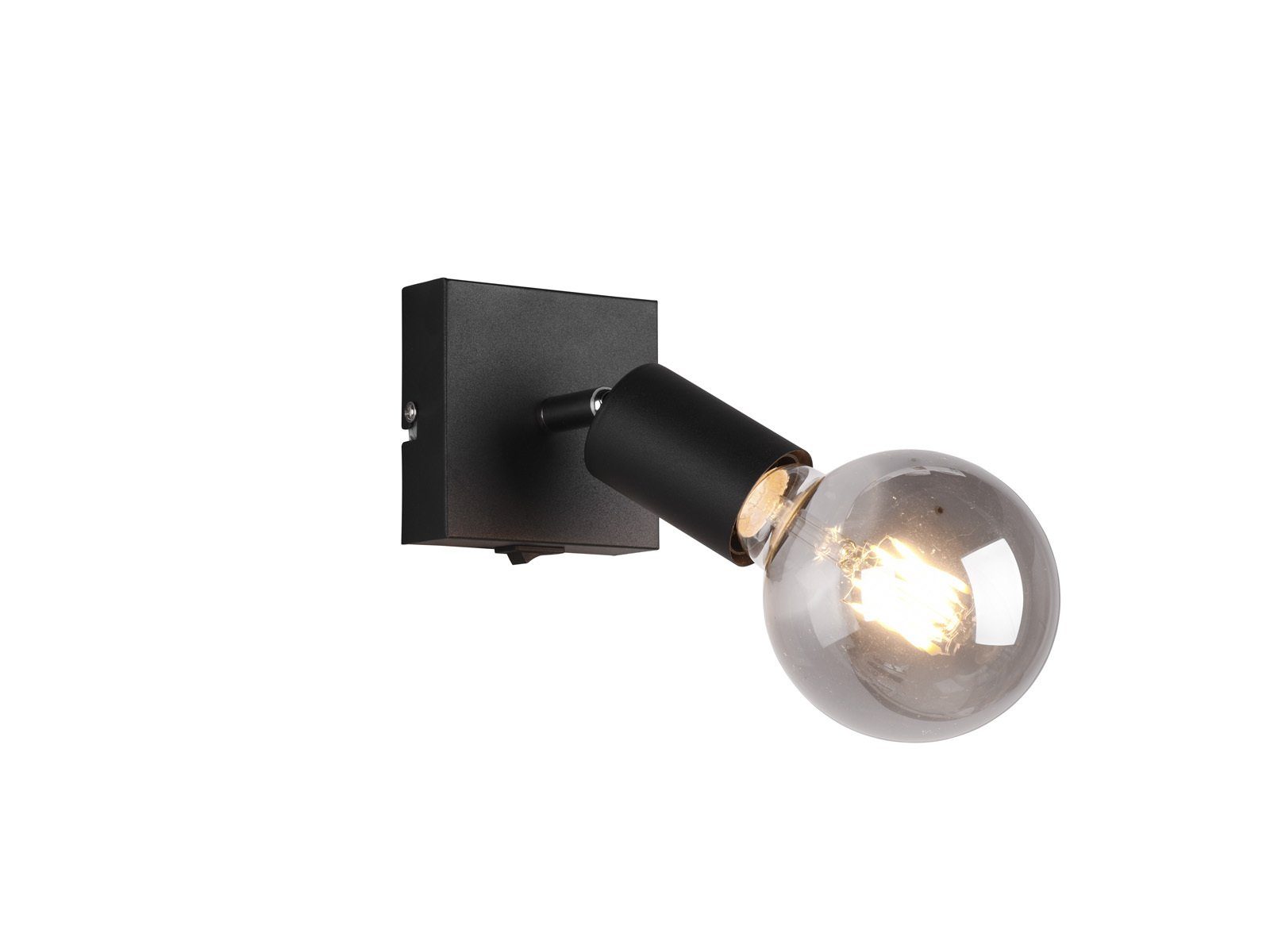 Reality Leuchten LED Wandstrahler, Dimmfunktion, LED wechselbar, Warmweiß, innen mit Schalter, kleine Nachttischlampe Wand-leuchte Bett, Schwarz