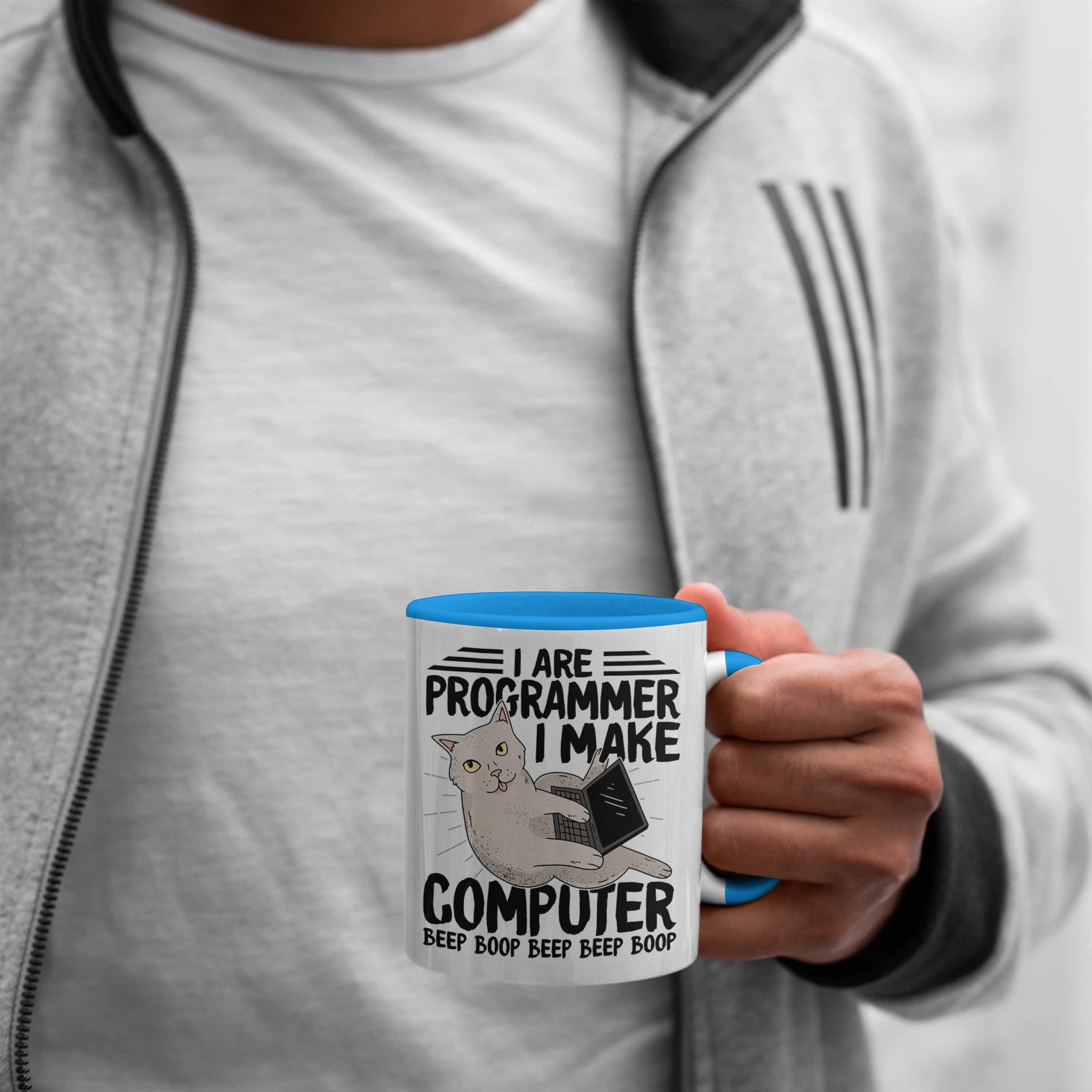 Softwareentwickler Programmierer Nerds Geschenk Gesch Tasse für Trendation Coder Tasse Blau