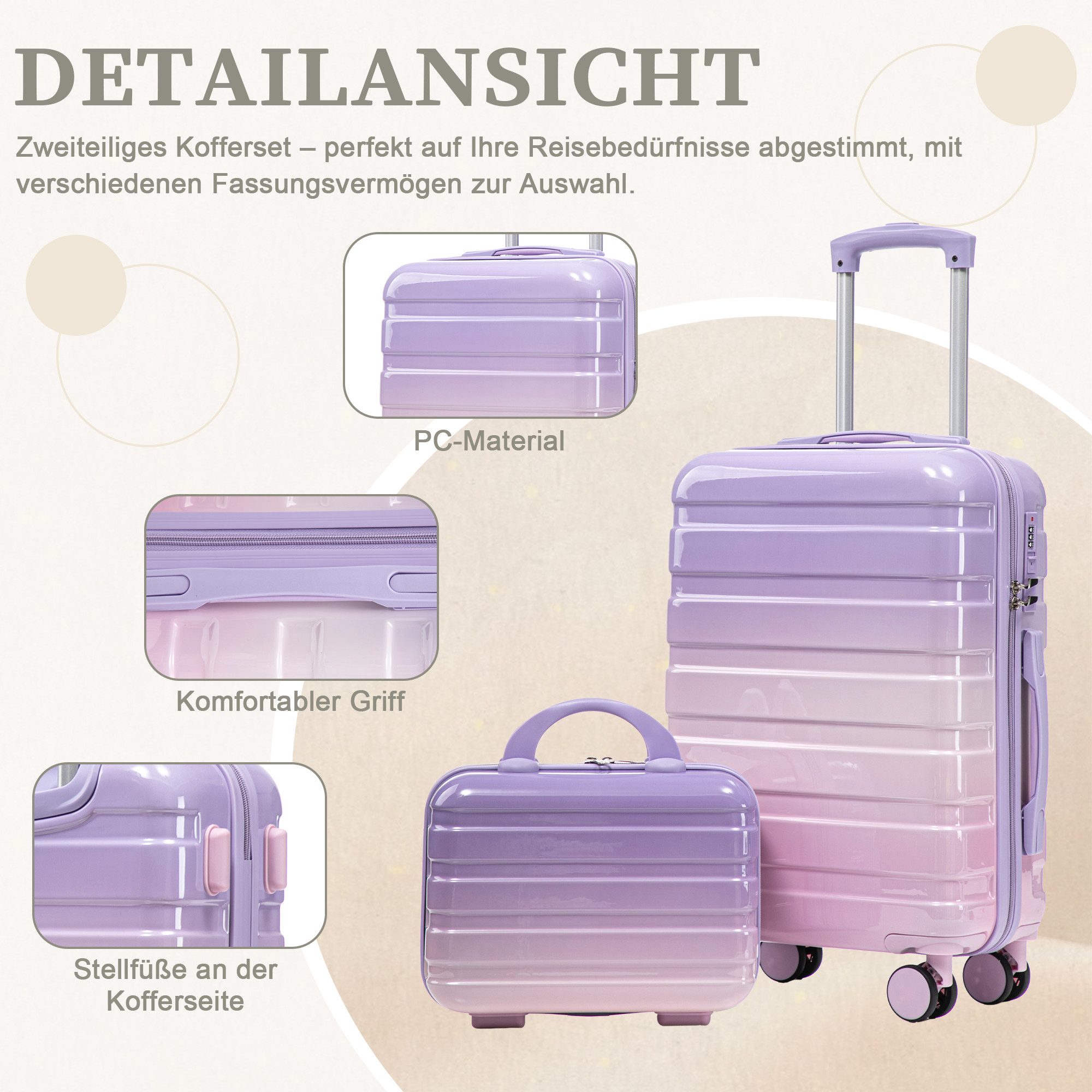 i@home Kofferset 14"/20" 2-teiliger Koffer, 4 Rollen, (2 tlg), PC-Spinner-K günstig online kaufen