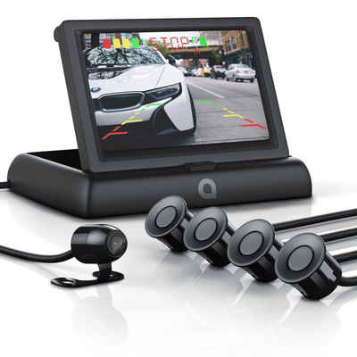 Aplic Rückfahrkamera (Einparkhilfe mit 4x Parksensoren & Kamera + 4,3" Monitor mit Nachtsicht-Modus)