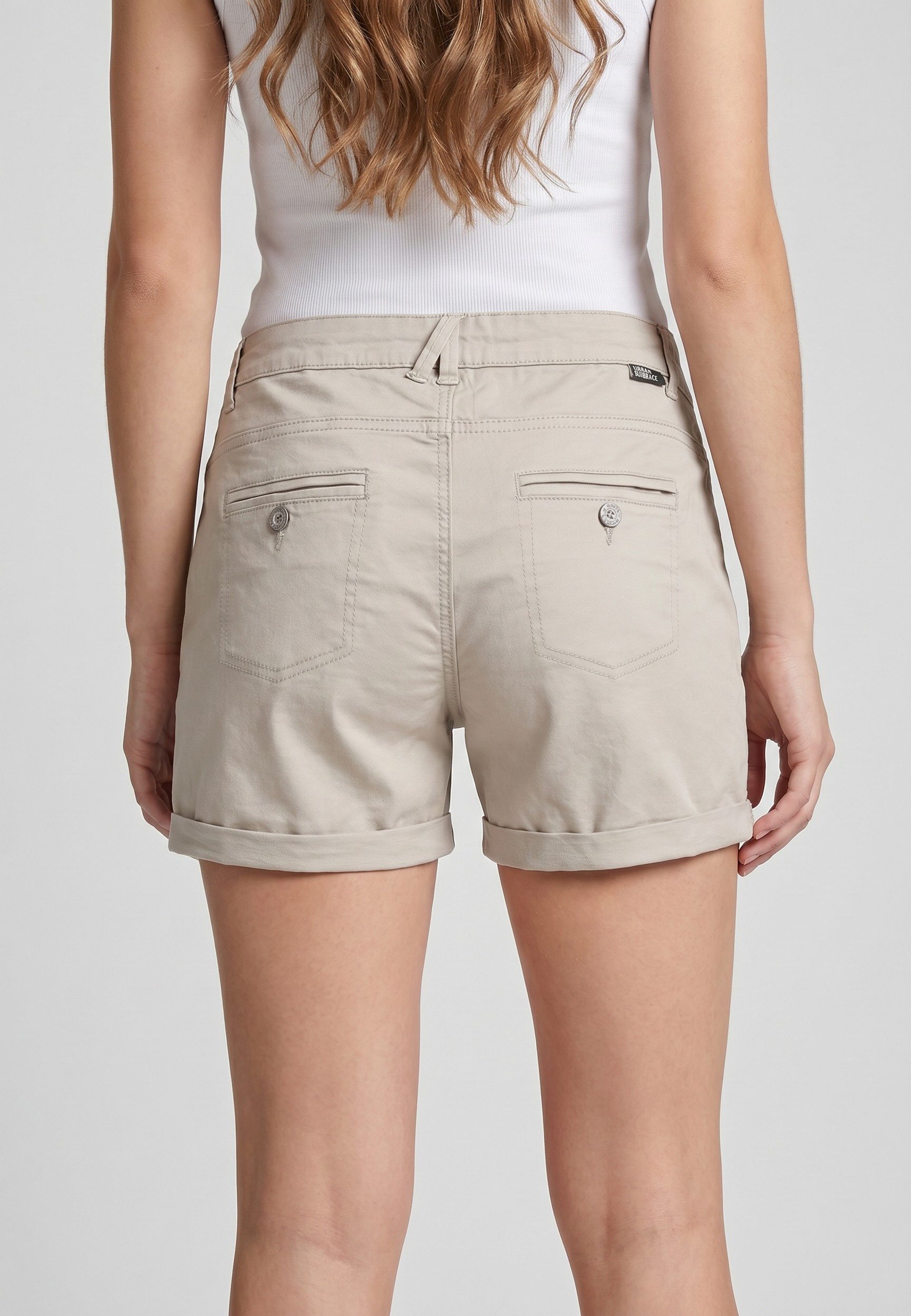 Urban Surface Chinoshorts Damen Stretch-Shorts Chino-Style Bundfalten, stretchy, Aufschlag am Bein