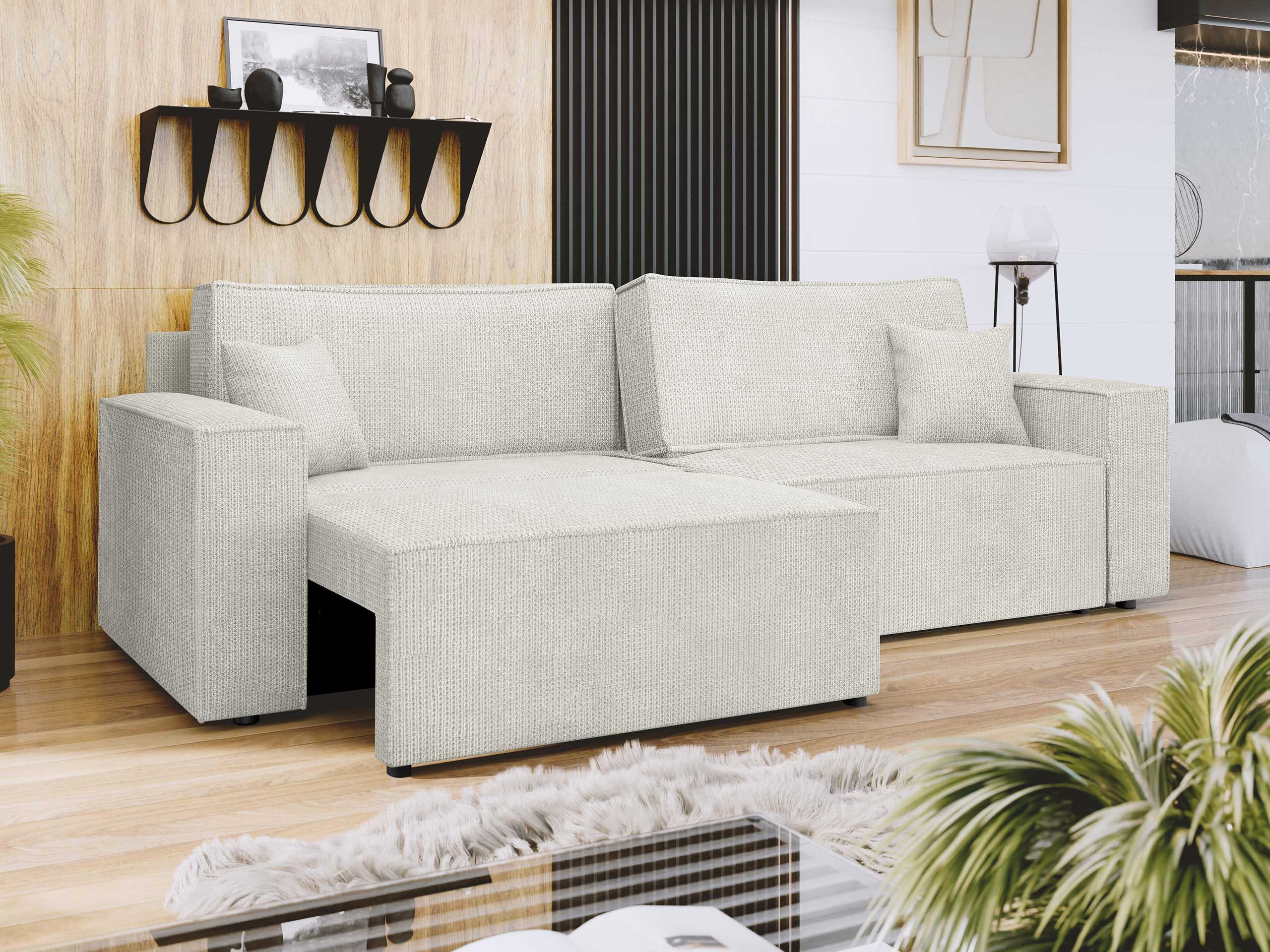 MIRJAN24 Schlafsofa Karl mit L-Funktion, mit zwei Bettkästen und Schlaffunktion, Rückenlehne in Form beweglicher Kissen