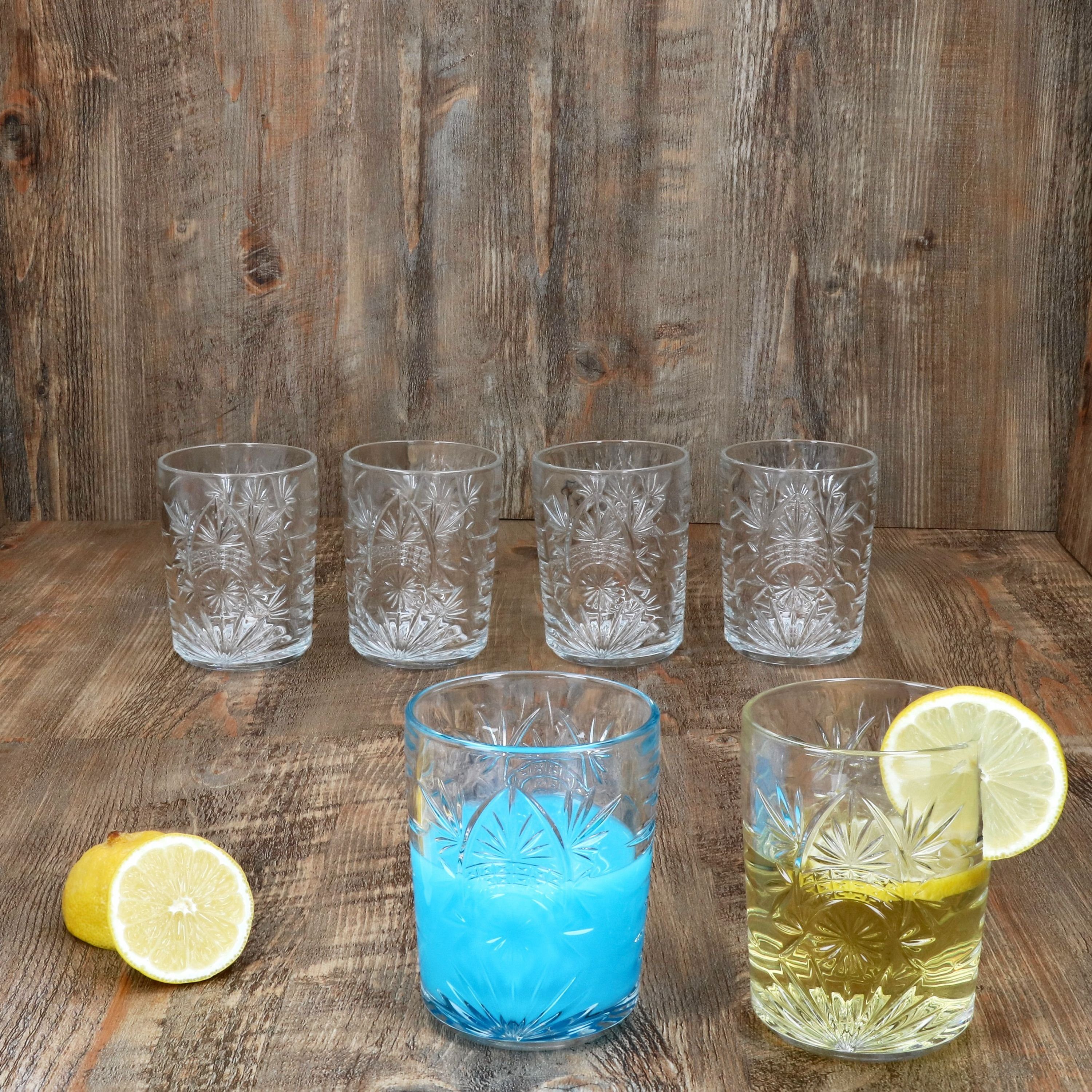 6x Glas Starla Wasser, Whisky-Tumbler Glas Relief Cocktailglas MamboCat transparent 280ml