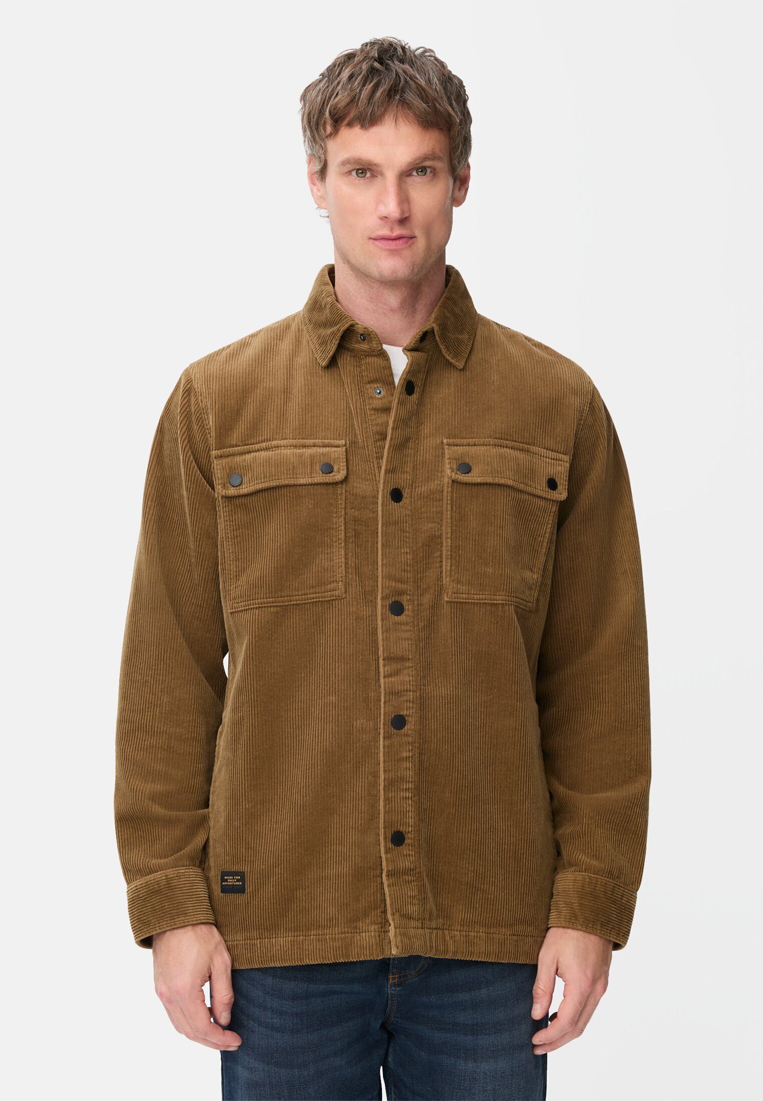 camel active Hemdjacke aus 100% Baumwolle Langarm Markenlogo