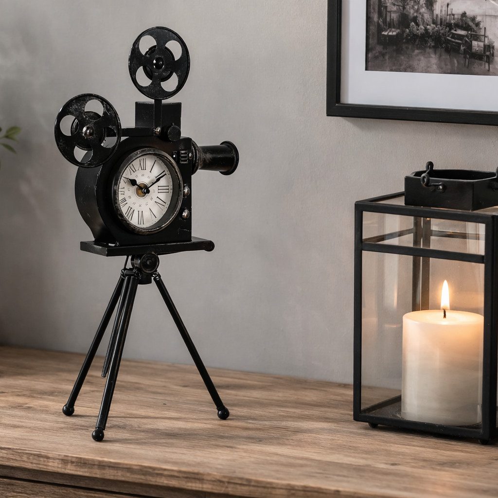 MF Tischuhr Camaro Standuhr Videokamera Schwarz Metall