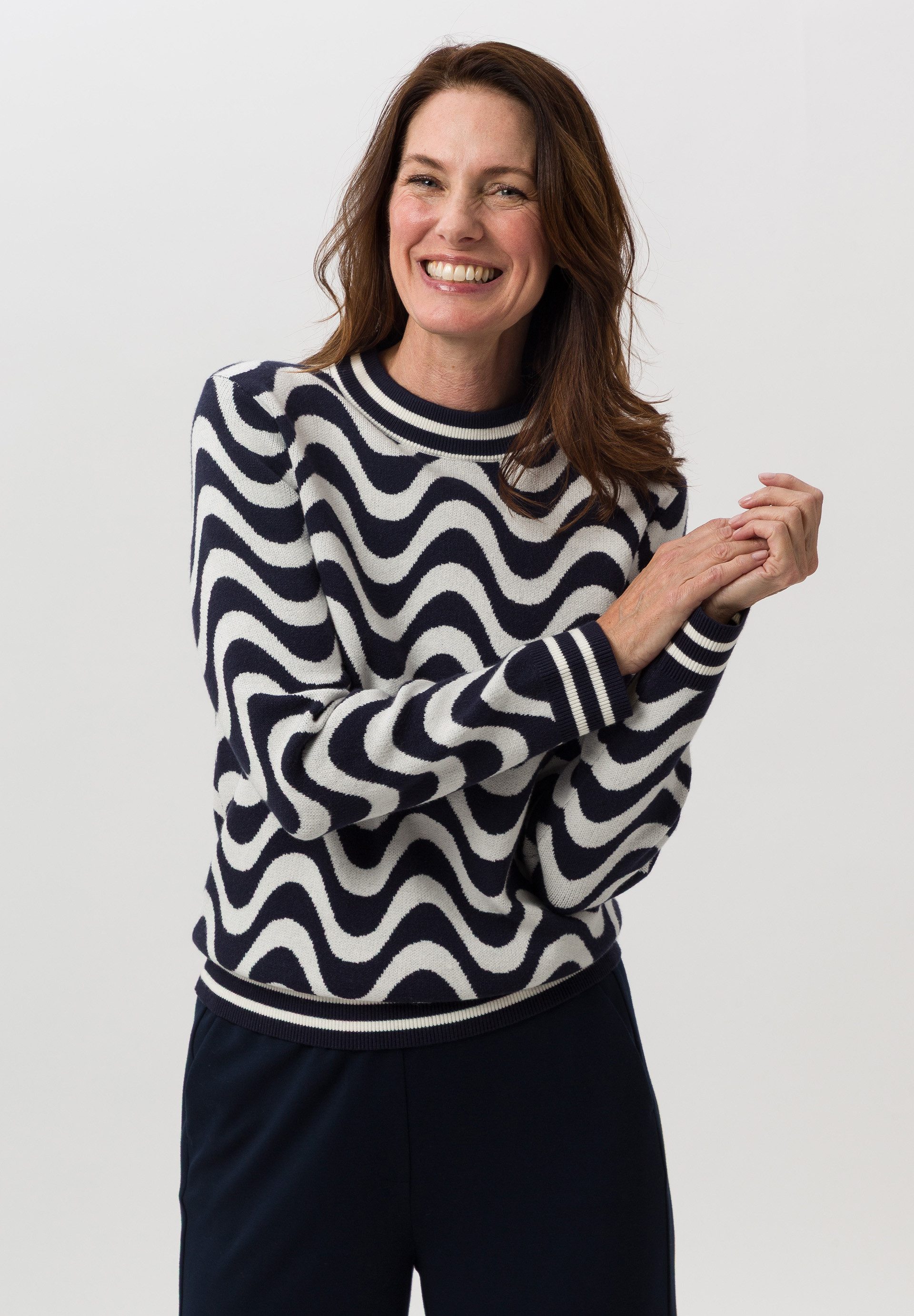 FRANK WALDER Strickpullover mit graphischen Muster günstig online kaufen