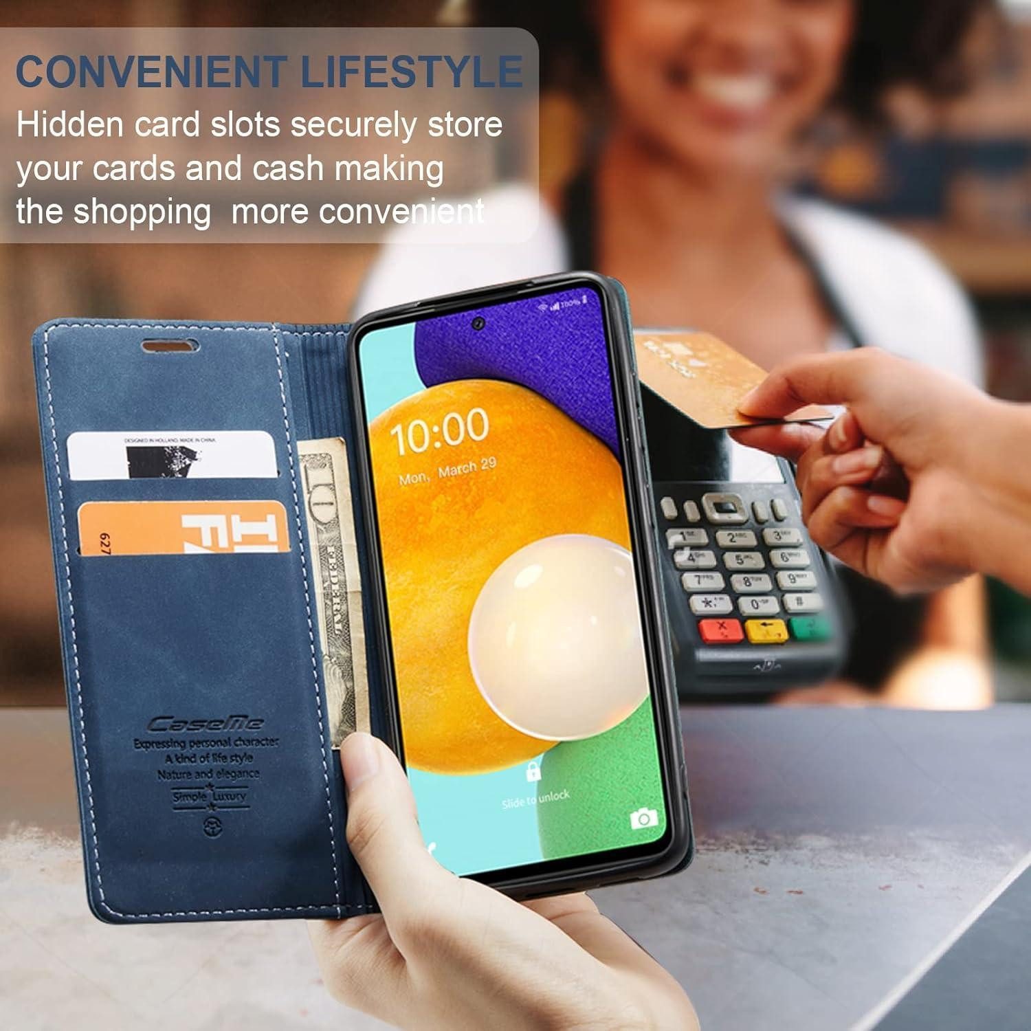 LuxusKollektion Flip Case Handyhülle Samsung Galaxy A53 5G Premium Leder klappbar blau