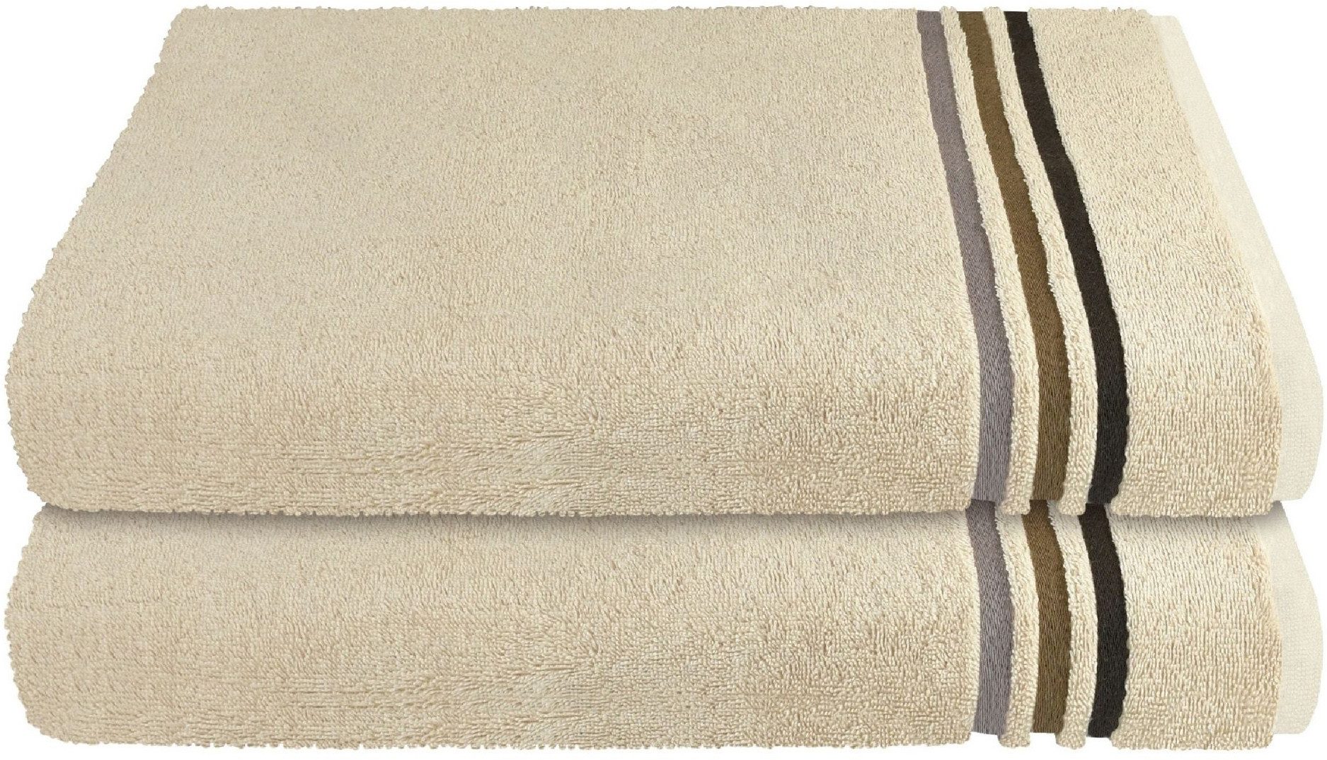 Schiesser Duschtücher Skyline Color aus 100 % Baumwolle mit eleganter Streifenbordüre, Frottier (Set, 2-St), OEKO-TEX® MADE IN GREEN