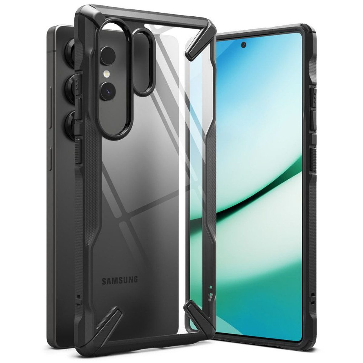 Ringke Handyhülle Fusion X Schwarz Kompatibel mit Samsung Galaxy S25 Ultra 6,9, Transparente Rückseite mit stabilem Rahmen für robusten Schutz