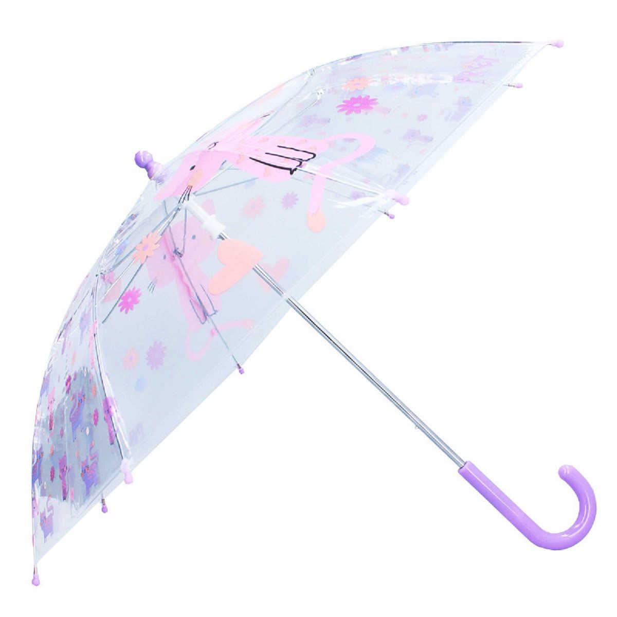 Vadobag Regenschirm-Wanderstock Prêt Kinder-Regenschirm ⌀ 71 cm Katze-Design, transparent