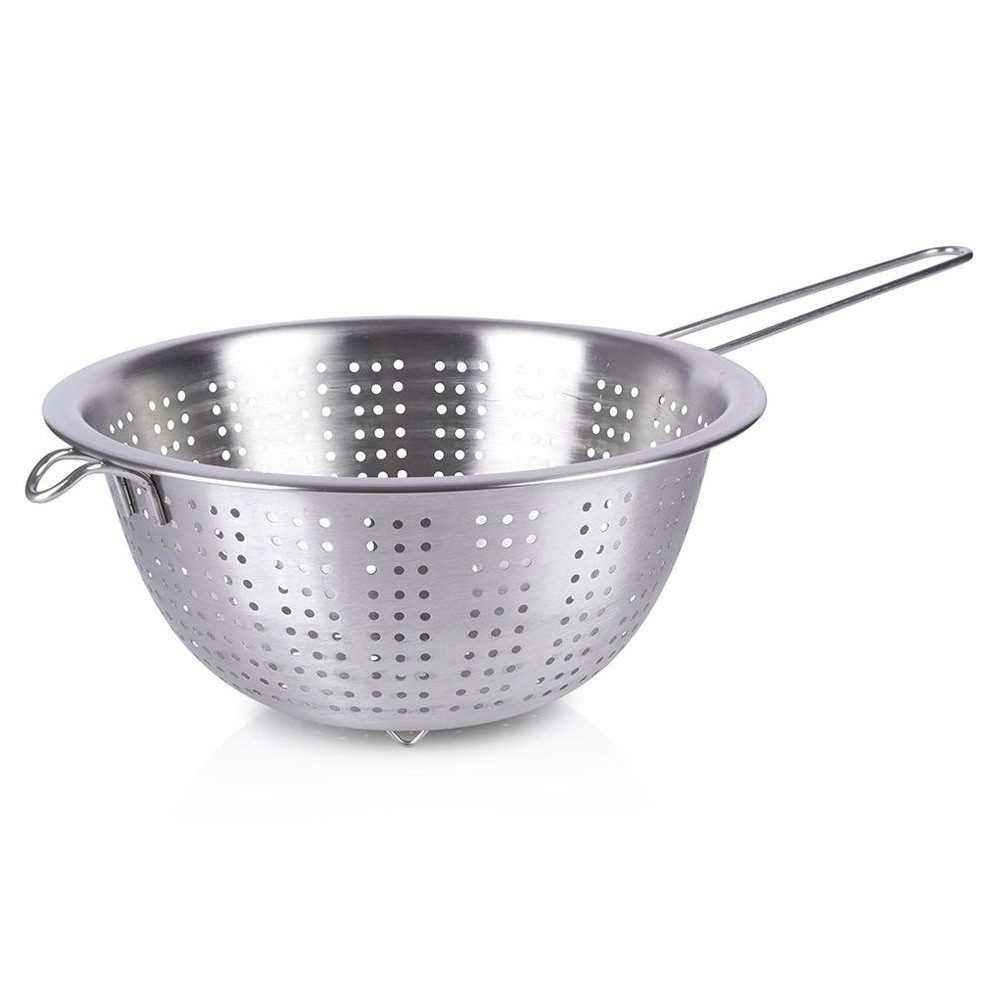 Excellent Houseware Küchensieb Edelstahl mit langem und kurzem Griff auf Standfüßen, Edelstahl, mit langem Griff, 21 cm Durchmesser
