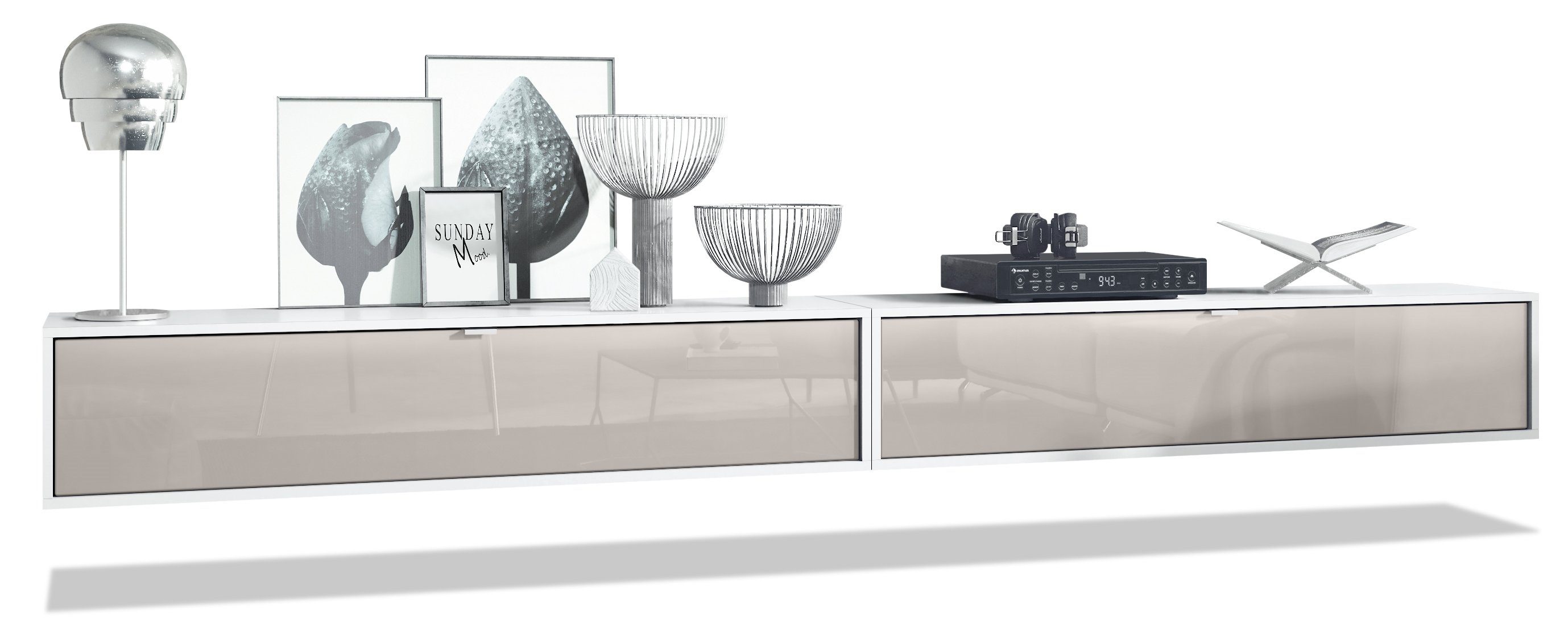 Vladon Lowboard Lana 1400 (2er-Set Tv-Kommode, mit Klappe dahinter 3 Fächer günstig online kaufen