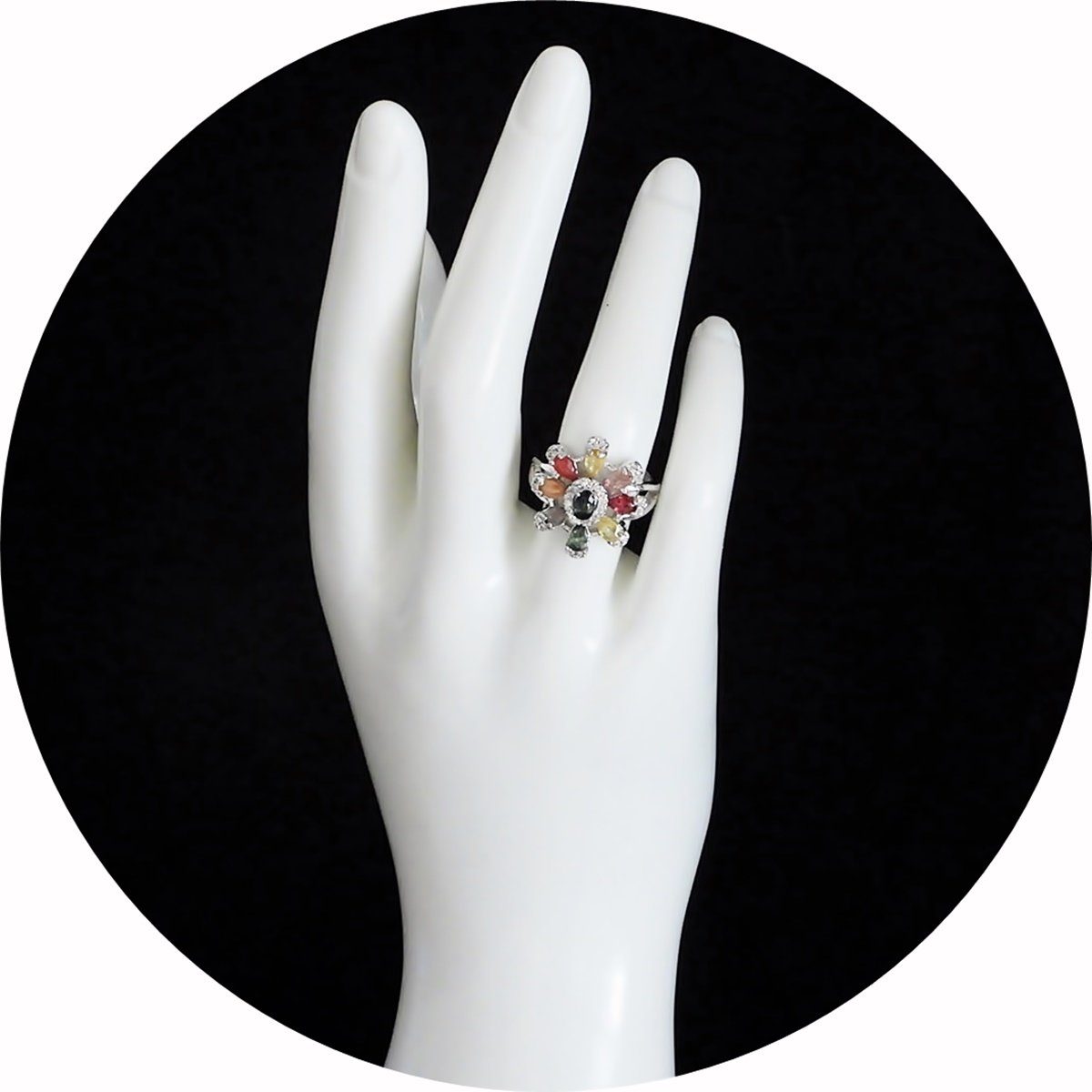 Goldene Hufeisen Silberring Ring Edelsteine echte Sterlingsilber aus Rhodiniert Damen Turmalin 925 Fingerring