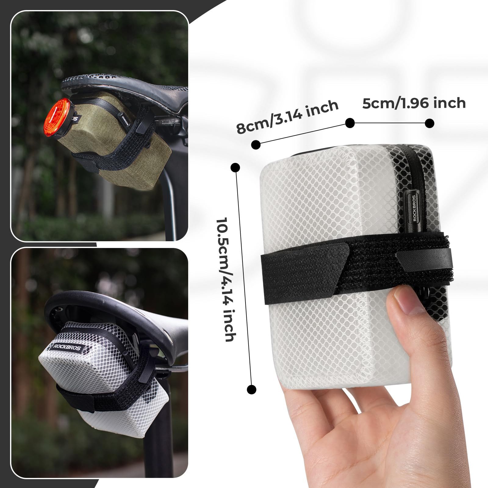 ROCKBROS Fahrradtasche Fahrrad Satteltasche, Mini Fahrradtasche (für Rennräder MTB), Wasserdichte und Leichte