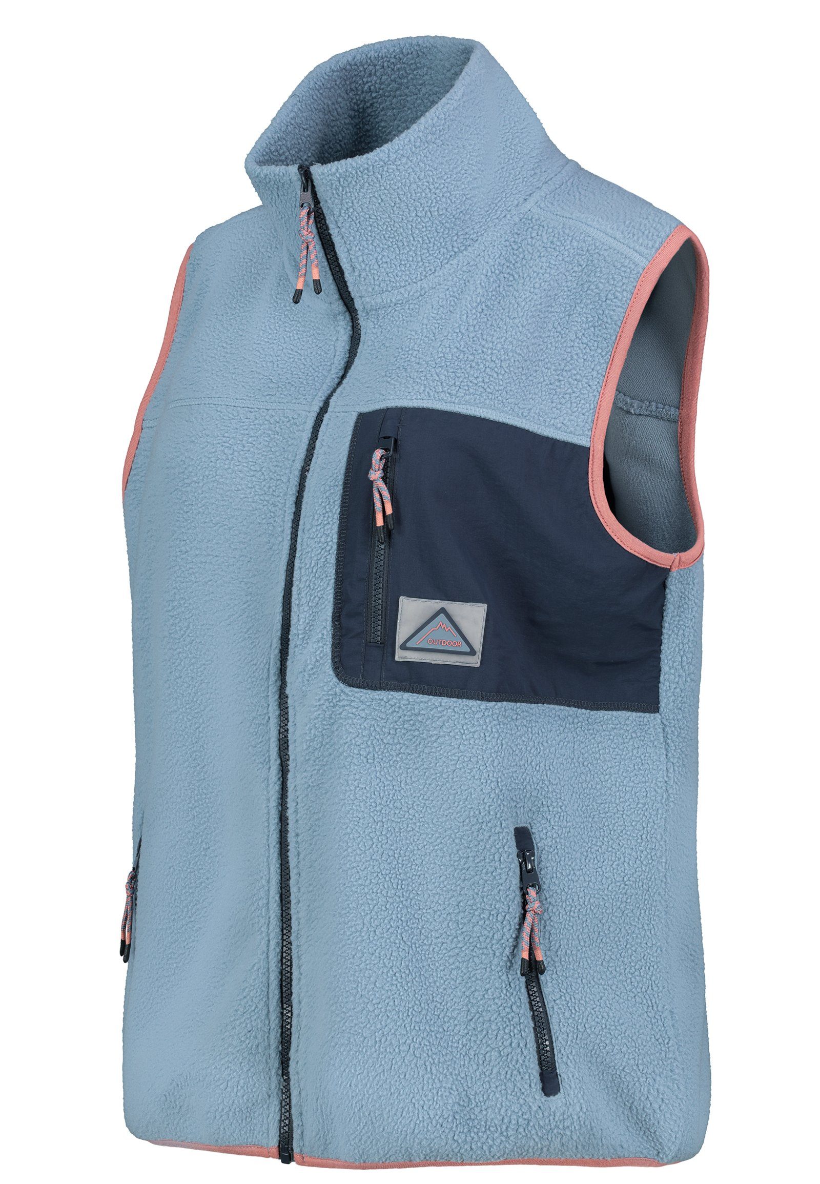 SUBLEVEL Fleeceweste mit Fleeceweste light-blue Brusttasche