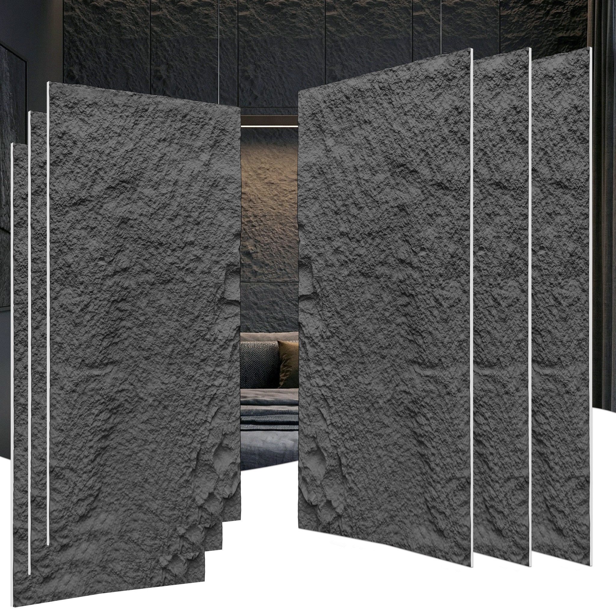 FIVMEN 3D Wandpaneel 120x60 cm Steinoptik Polystyrol 3cm dick Leichte Deckenpaneele, (6-tlg) für Wohnzimmer Küche Bad Schlafzimmer, 2 Stück/3 Stück