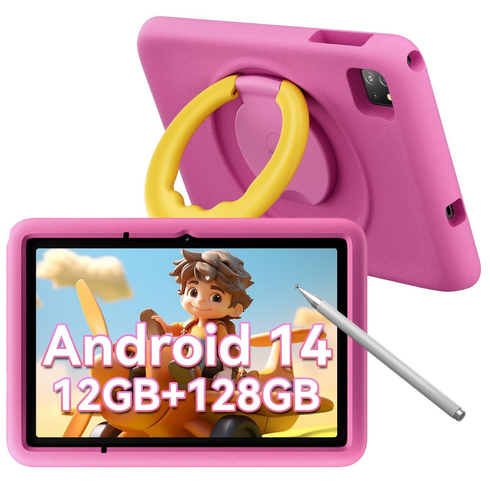 blackview Kinder Tablet Tab A6Kids(4+128) incl. Stift, Hülle Tablet (10.1", 128 GB, Kinder-Modus, HD+, Android 14)