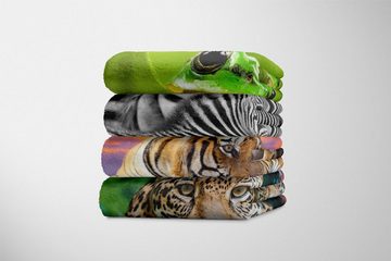 Sinus Art Handtücher Handtuch Strandhandtuch Saunatuch Kuscheldecke mit Tiermotiv Tiger Natur Abendr, Baumwolle-Polyester-Mix (1-St), Handtuch