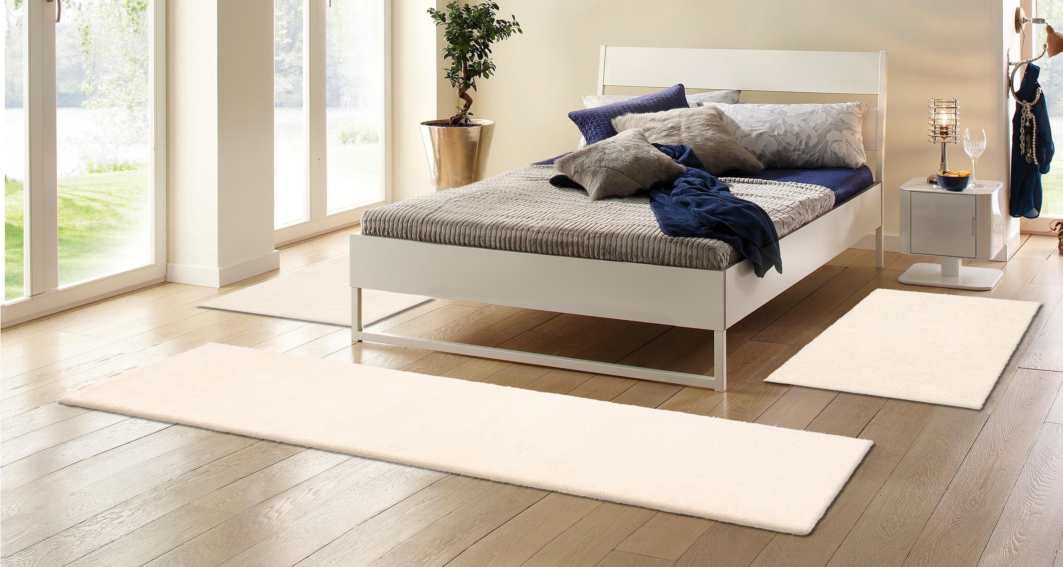 OTTO home Bettumrandung Mohan, Höhe 25 mm, (3-tlg), handgeknüpft, Bettvorleger, Läufer-Set für das Schlafzimmer