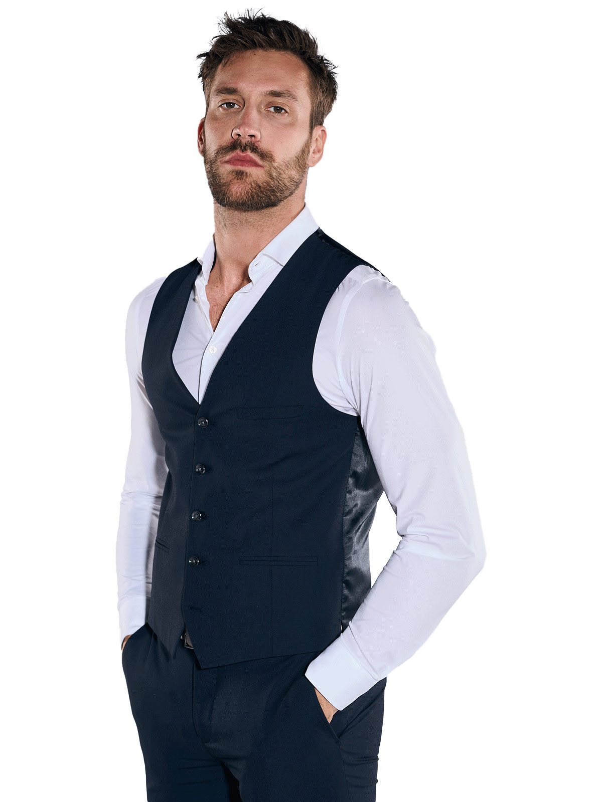 emilio adani Anzugweste Herren Anzug-Weste slim fit, Indigoblau