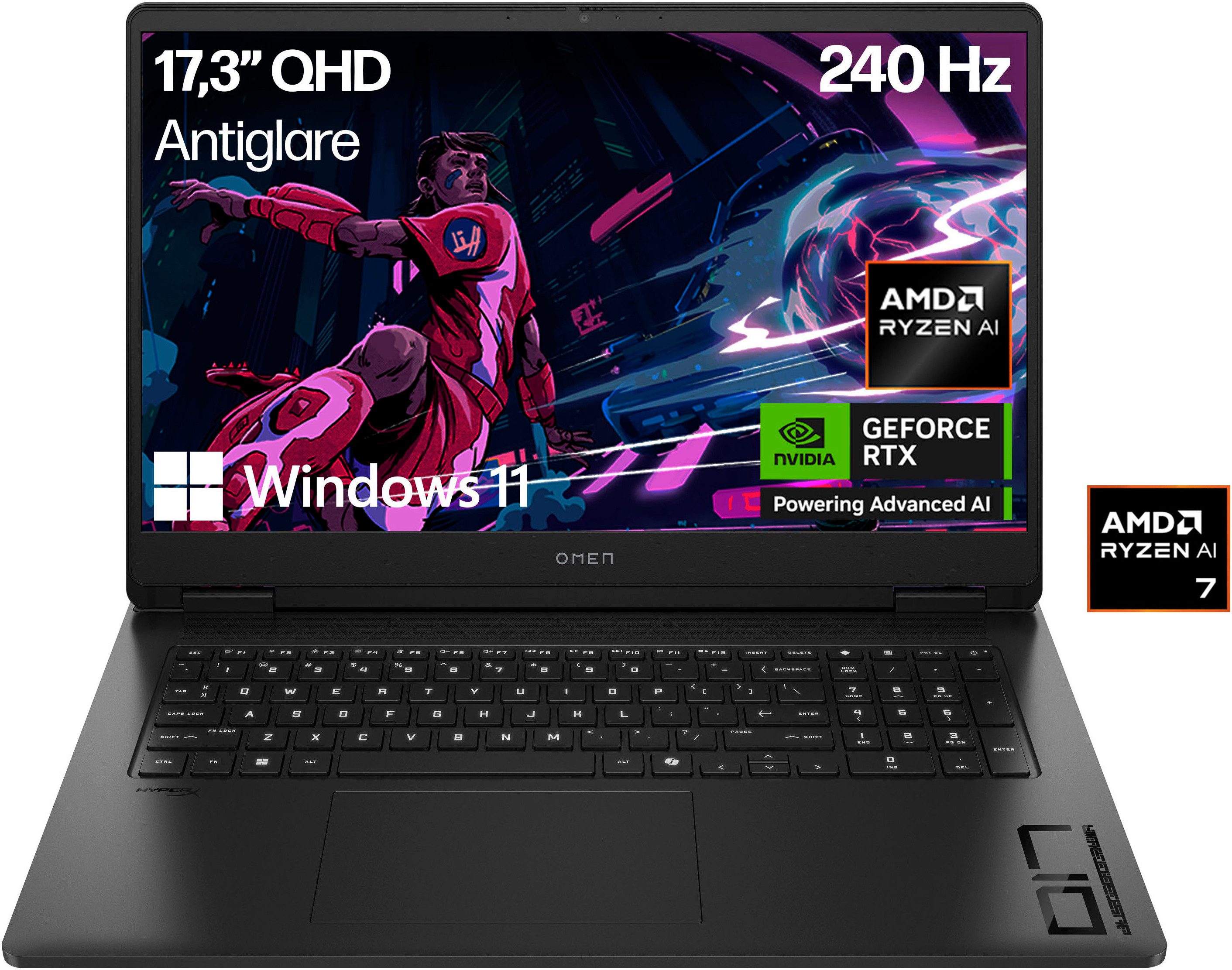 HP OMEN 17-db AMD Gaming-Notebook (43,94 cm/17,3 Zoll, AMD Ryzen™ AI 7 350, GeForce RTX 5060, 1000 GB SSD)