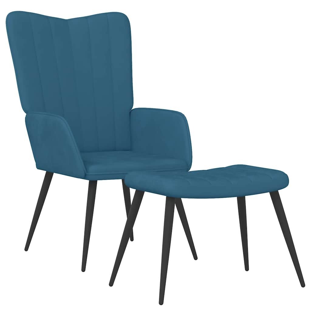vidaXL Кресла Relaxsessel mit Hocker Blau Samt (1-St)