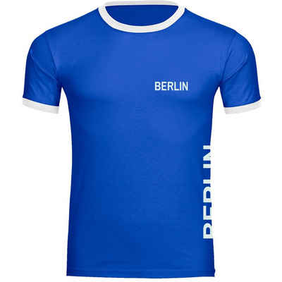 multifanshop T-Shirt Kontrast Berlin blau - Brust & Seite - Männer