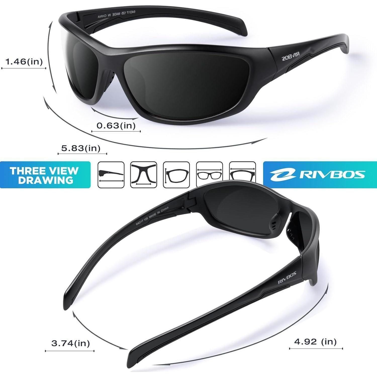 LuxusKollektion Fahrradbrille Sonnenbrille Radsport Damen Herren polarisierte UV400 32-schwarzgrau