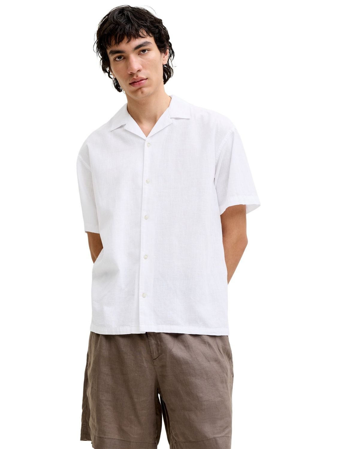 Jack & Jones Kurzarmhemd JJESUMMER LINEN BLEND RESORT (1-tlg)