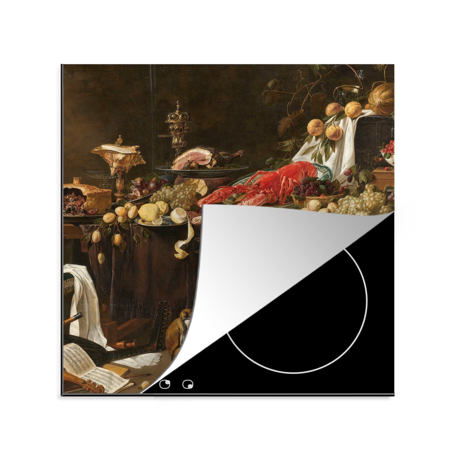 MuchoWow Herdblende-/Abdeckplatte Stilleben aus aronk - Adriaen van Utrecht - Alte Meister, Vinyl, (1 tlg), 78x78 cm, Ceranfeldabdeckung, Arbeitsplatte für küche