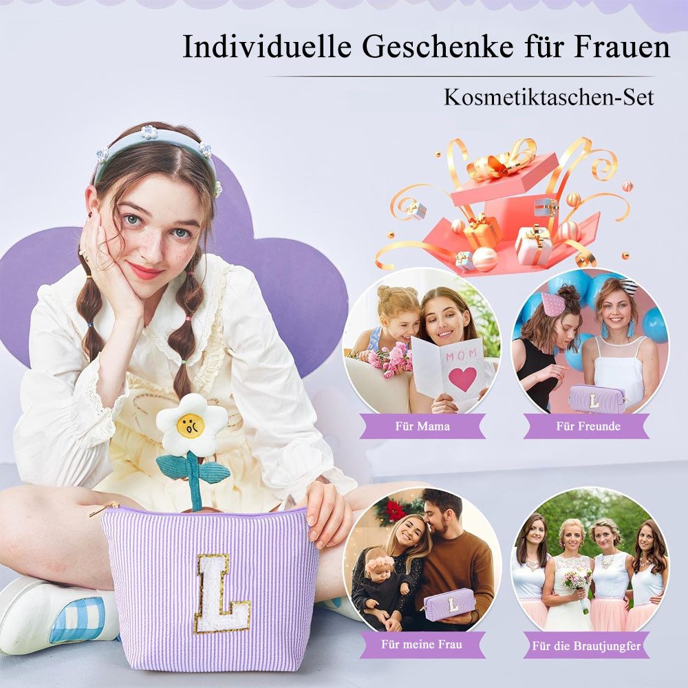 AFKSMILE Kosmetiktasche 2 Stück Personalisierte Kosmetiktasche Damen, Reise Schminktasche – Bild 4 von 5