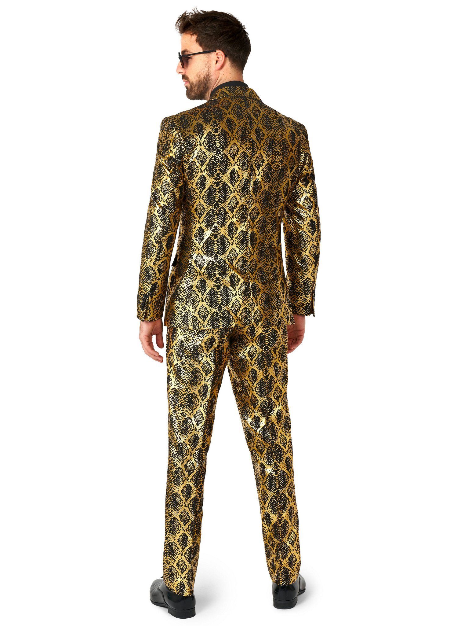 Opposuits Partyanzug Shiny Snake Kostüm Anzug - für Karneval Halloween, Cobrastyle: ein Anzug aus glänzend goldener Schlangenhaut