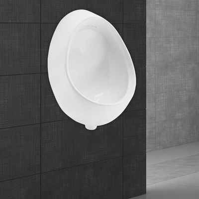 ECD Germany Urinal Pissoir Pinkelbecken WC-Urinal Absaugeurinal Becken, Keramik, Zulauf von hinten Weiß Hochwertige Keramik Modernes Design 35x42x30cm