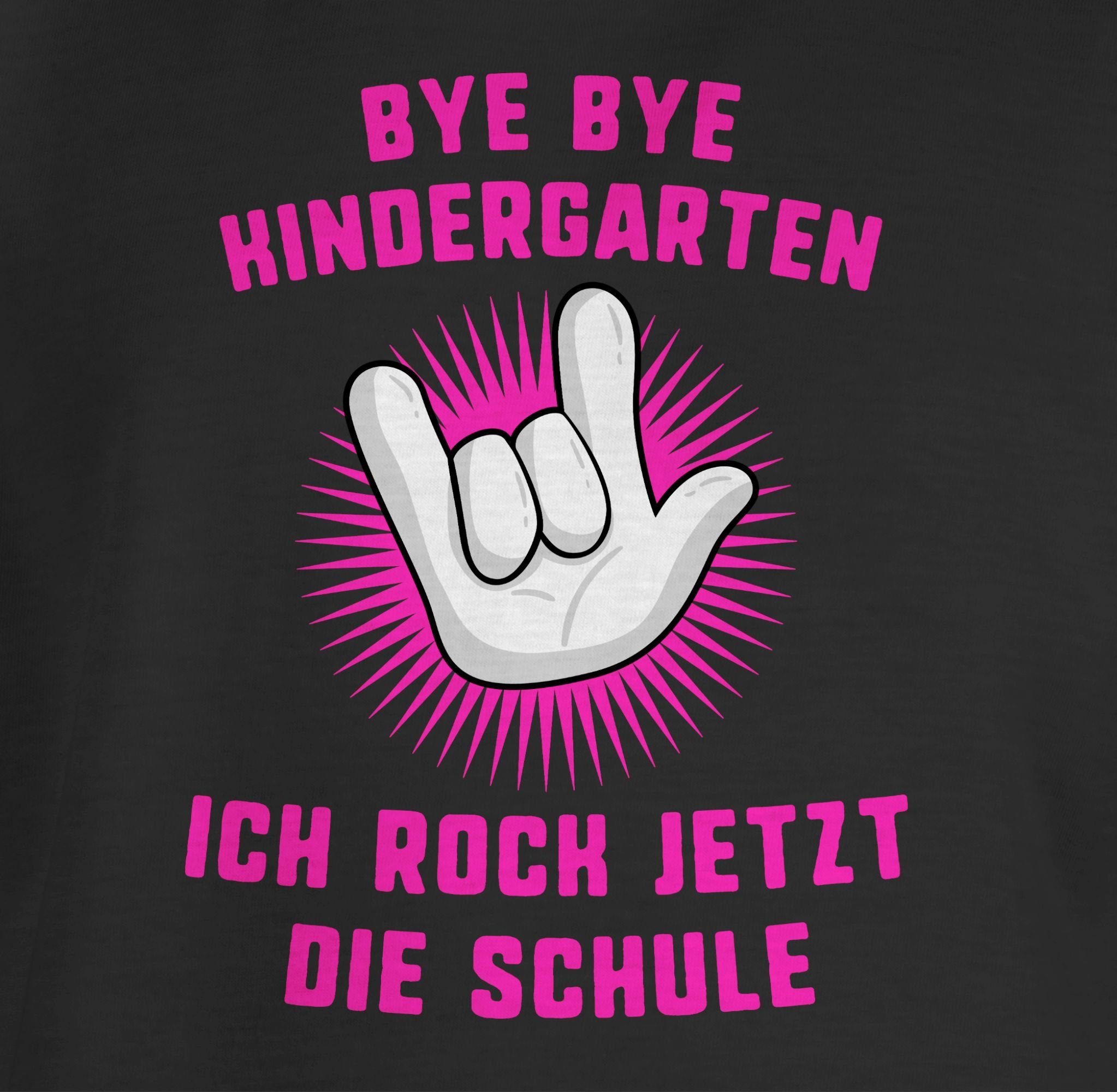 die Einschulung 3 fuchsia Shirtracer Bye Bye Mädchen Schwarz T-Shirt ich Kindergarten jetzt rock Schule