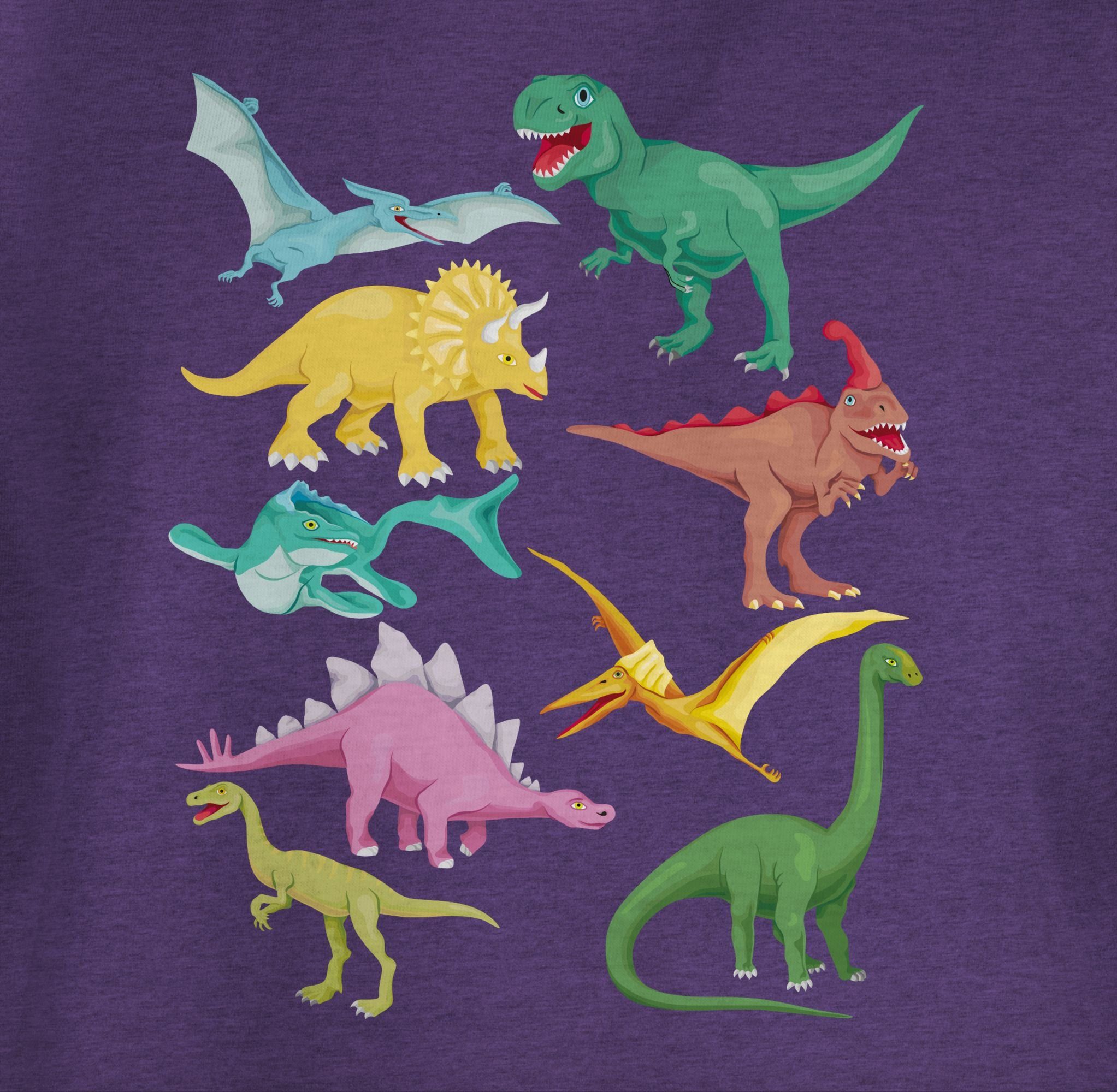 Meliert Print Lila T-Shirt 2 Shirtracer Tiermotiv Animal Dinos