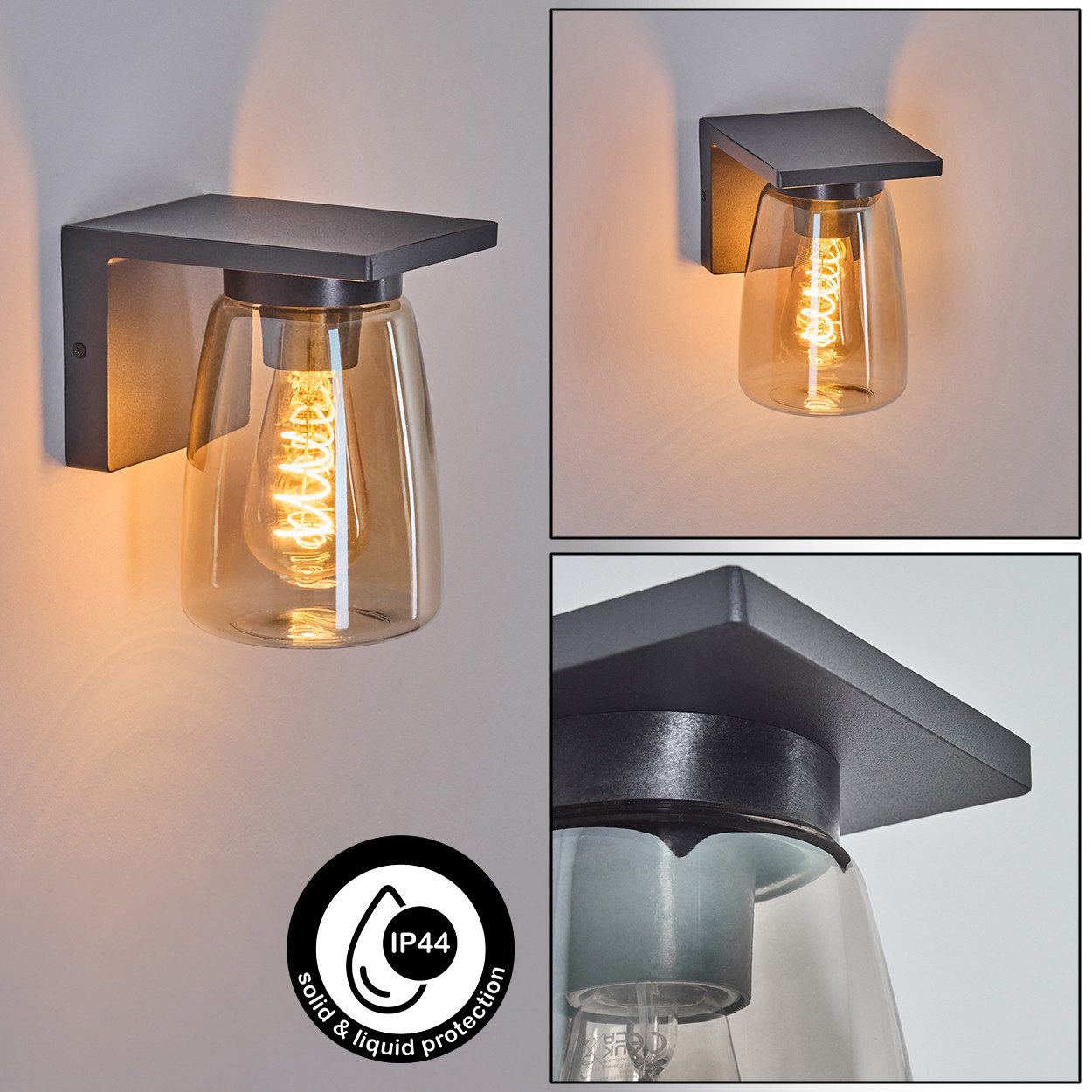 hofstein Wandleuchte moderne Wandlampe aus Metall/Glas günstig online kaufen