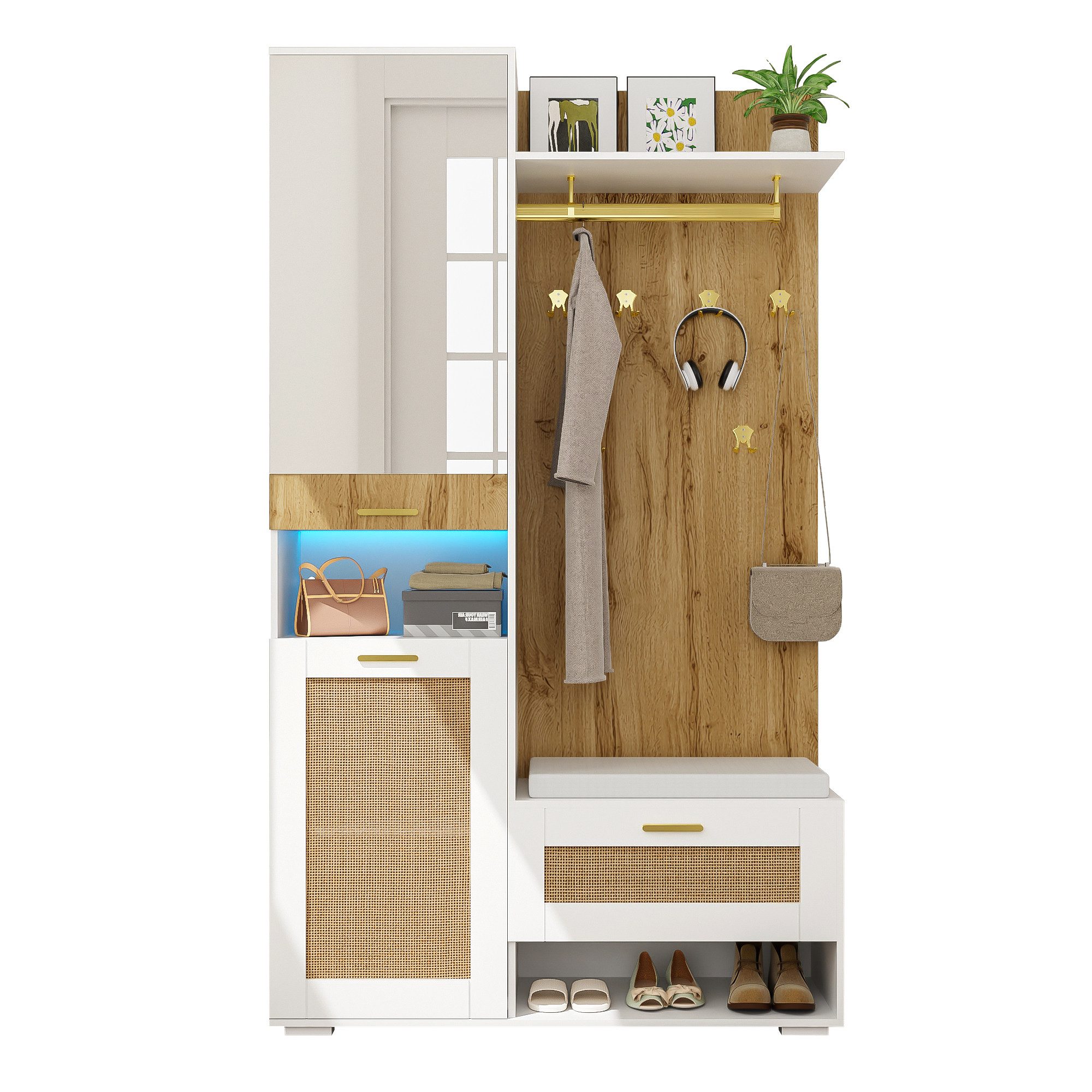 OKWISH Garderoben-Set mit goldene Akzente, (Kleiderschrank-Set günstig online kaufen
